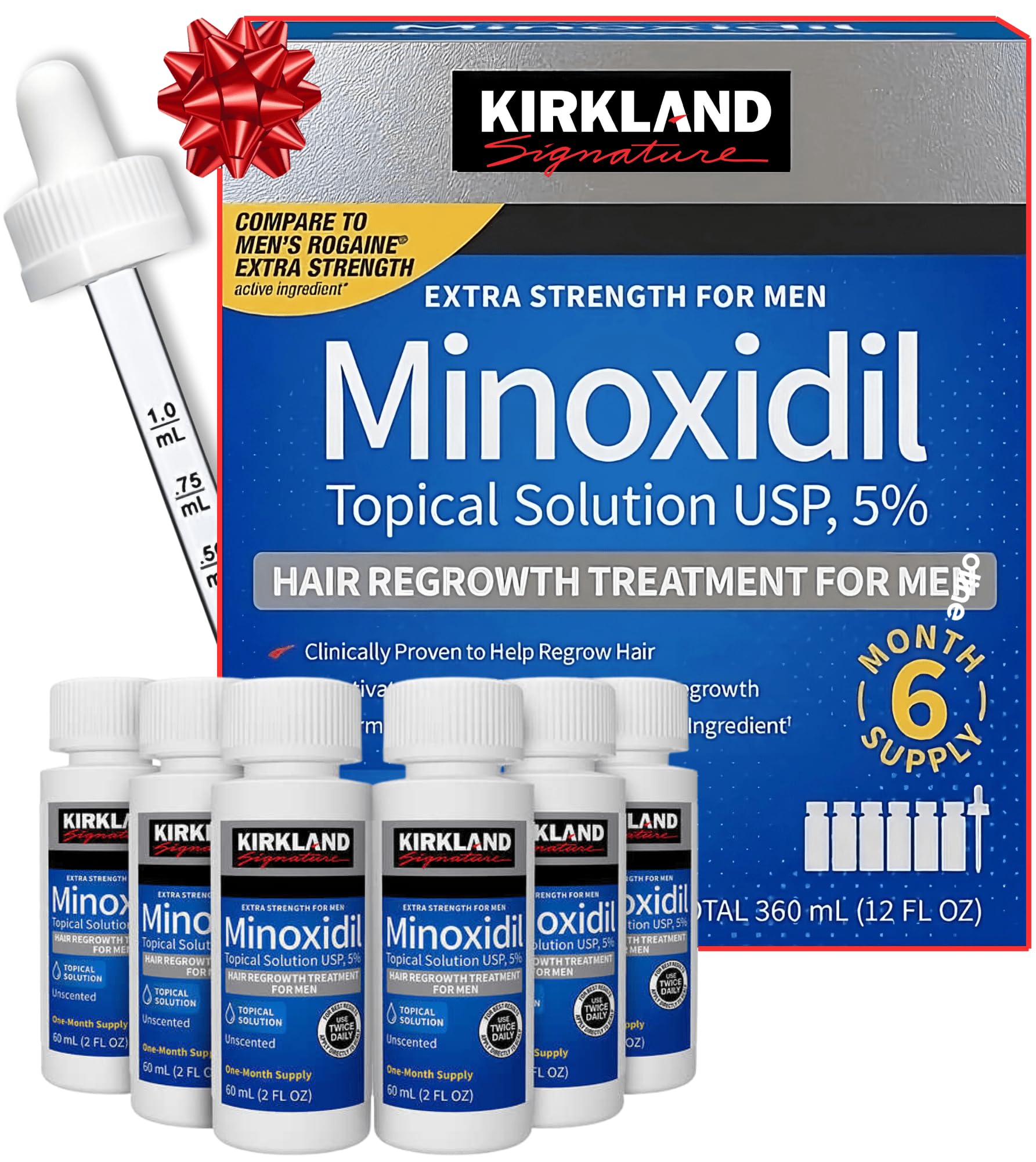 Minoxidil for Men Bundle Liquid Extra Strength Hair Regrowth Treatment 5 6 Months Supply - Upgraded Dropper Applicator