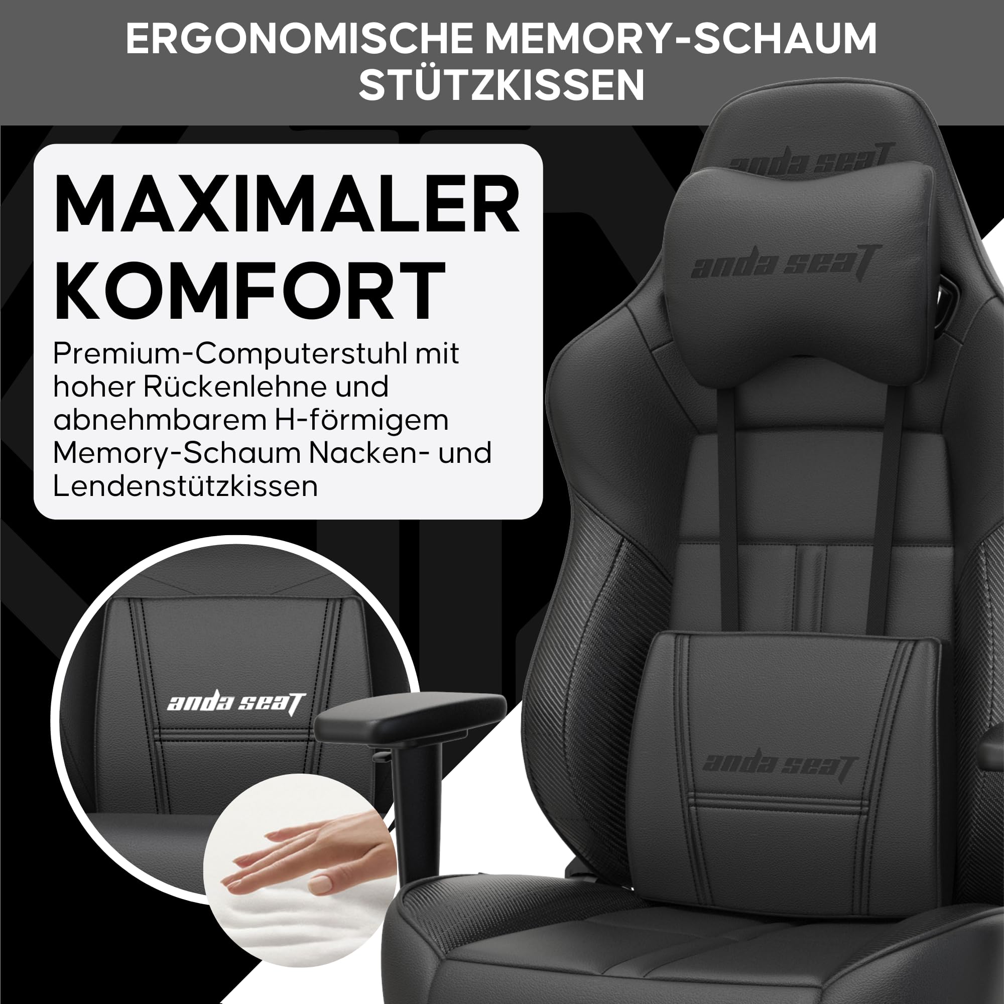 Anda Seat Dark Demon Dragon Gamerstuhle für Erwachsene – Ergonomischer Gaming Bürostuhl mit 4D-Armlehnen, Hochdichtem Schaum, Lendenkissen, Ergonomisch Design, Maximale Belastbarkeit 170kg, Schwarz