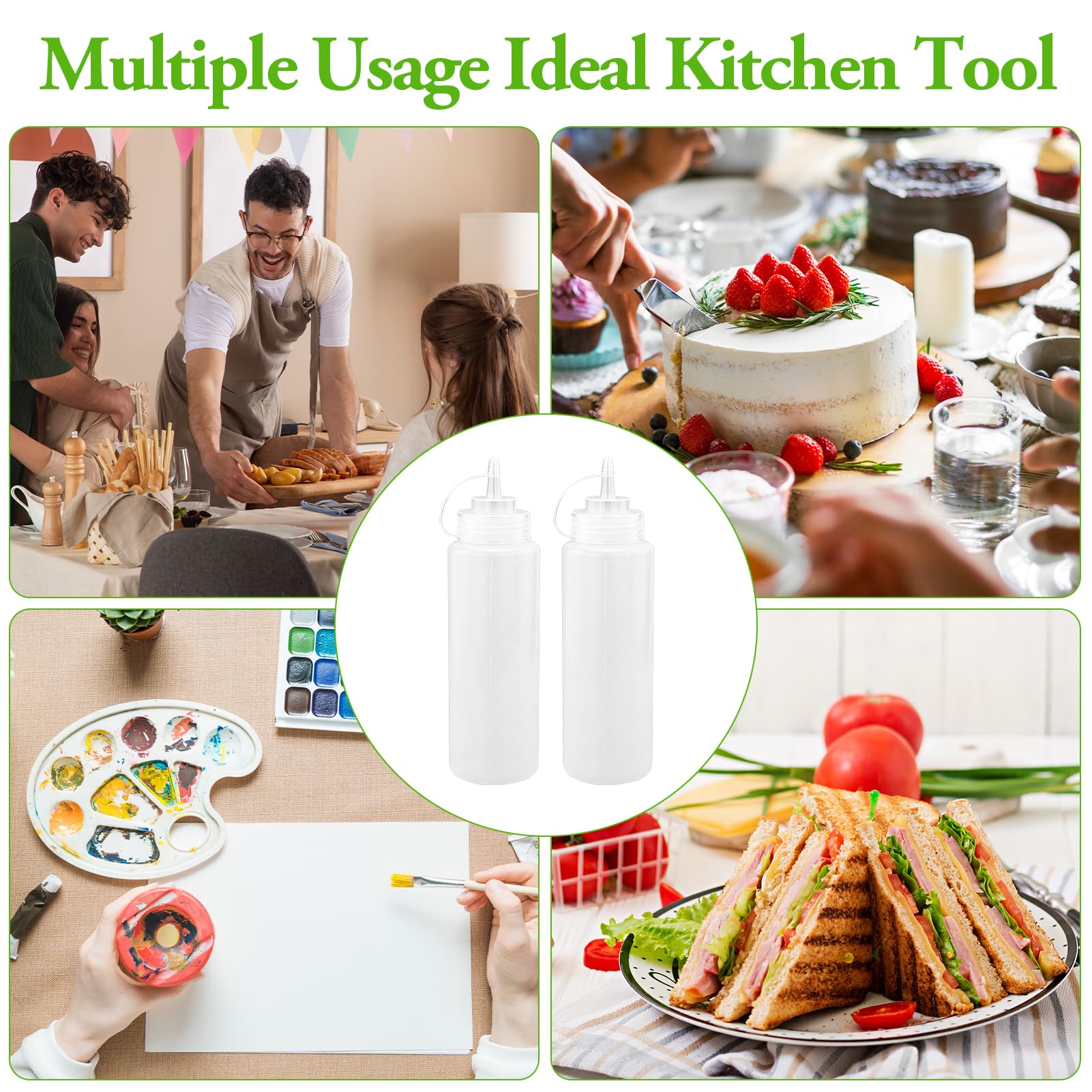 6 Pezzi Bottiglia di Condimento in Plastica, 500ml Bottiglia Squeeze di Plastica con Coperchio, Bottiglia di Salsa, Adatto per Ketchup, Senape, Mayo, Salse Piccanti, Olio D'oliva
