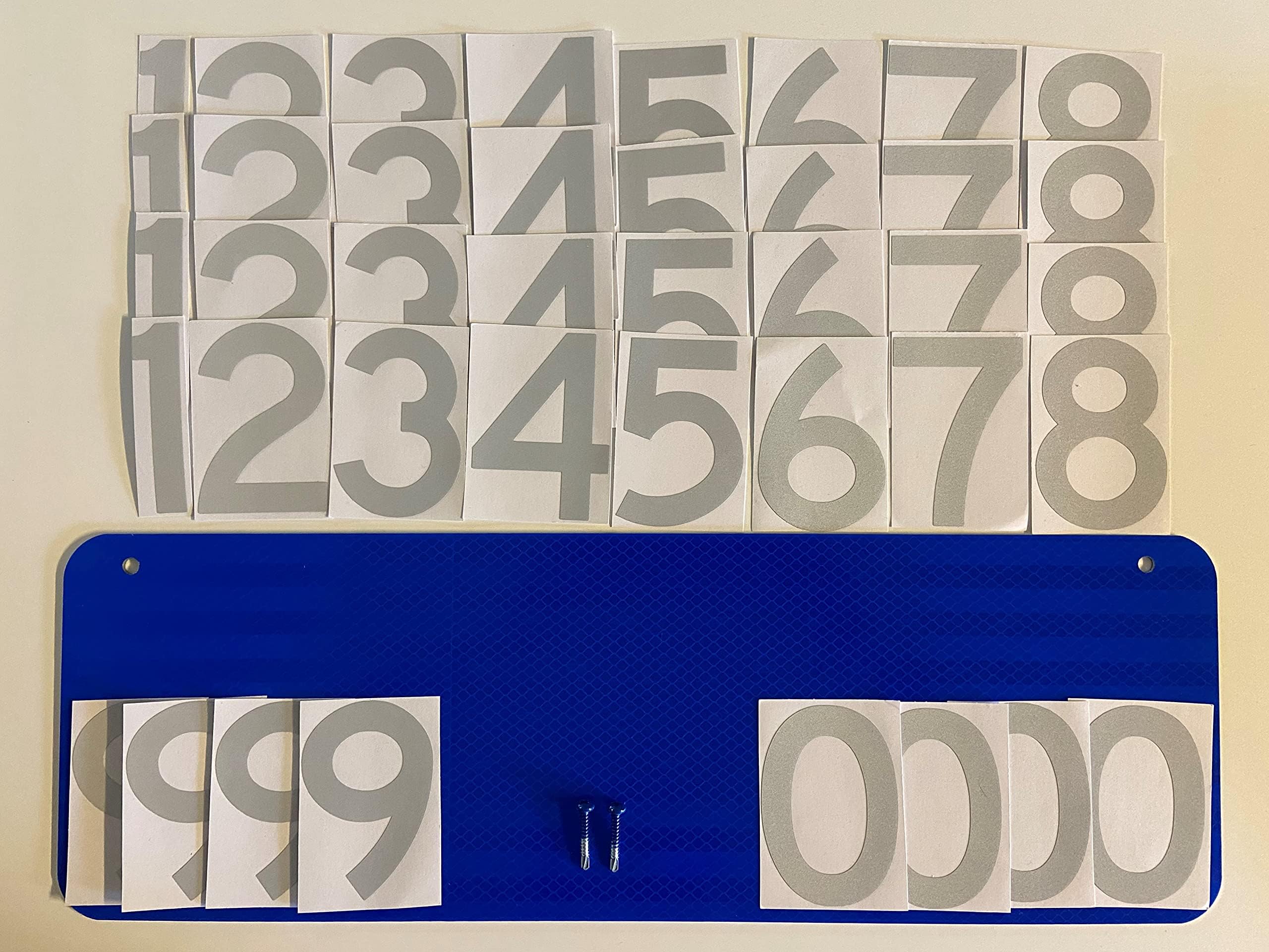 DIY Premium 911 Blue 3M Prismatic Reflective Address Sign Kit. W/ 3 Inch Numbers and Reflective Plate for Home or Business By Mg2 Signs