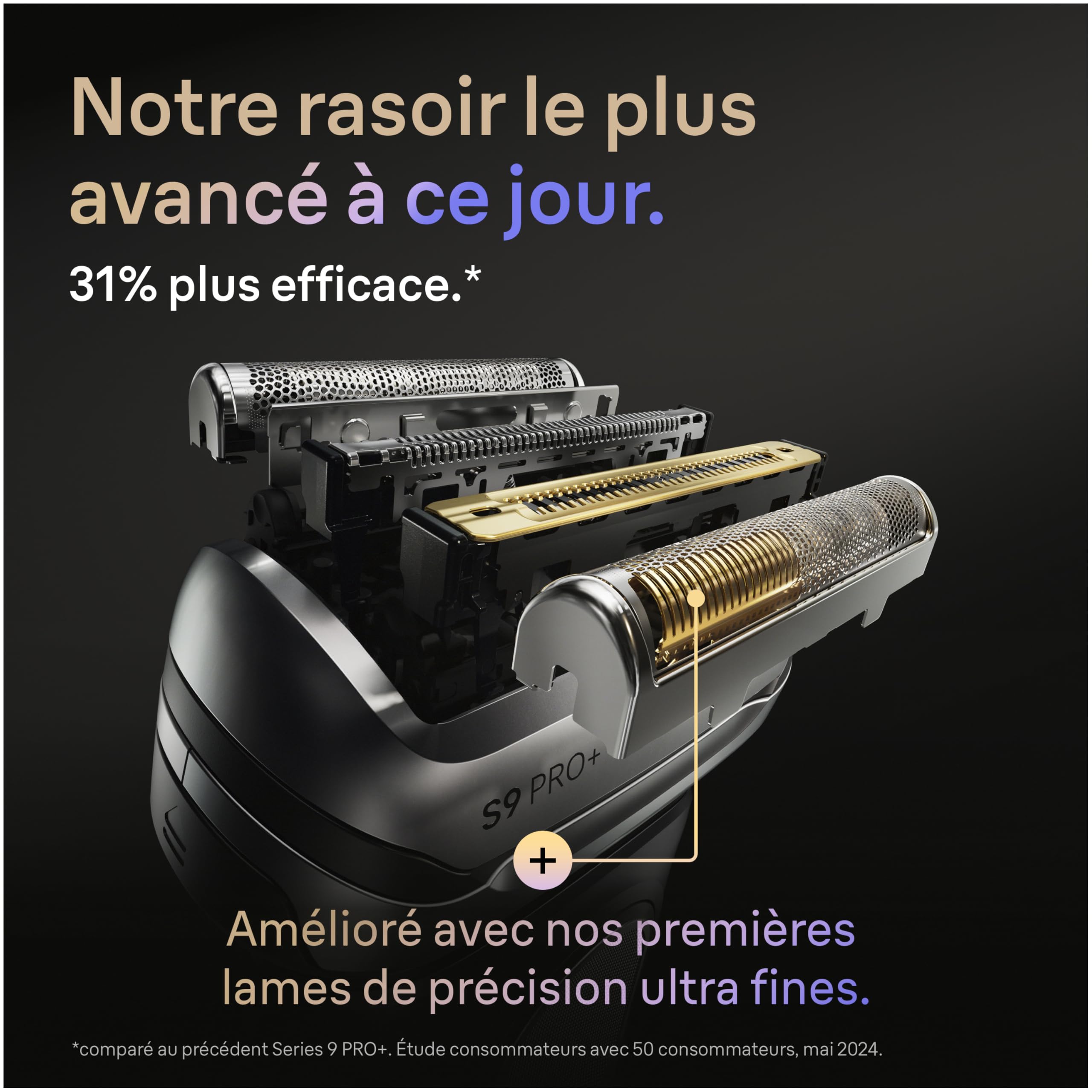 Braun Tête De Rasoir Electrique Homme Series 9 PRO + 96M Noire, ORIGINALE, Remplacement De La Grille Pour Un Rasage De Près, Lames Ultra Fines, Elément De Rechange OFFICIEL