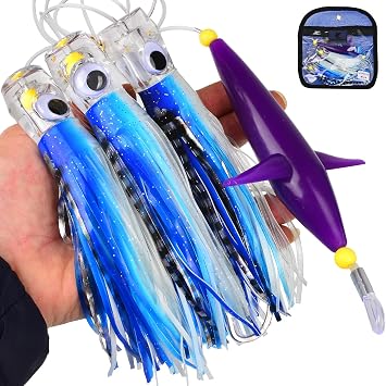 Daisy Chain Trolling Lure - Big Game Teaser Saltwater Offshore Tuna Mahi Wahoo Trolling Fishing Lures with Mesh Bag