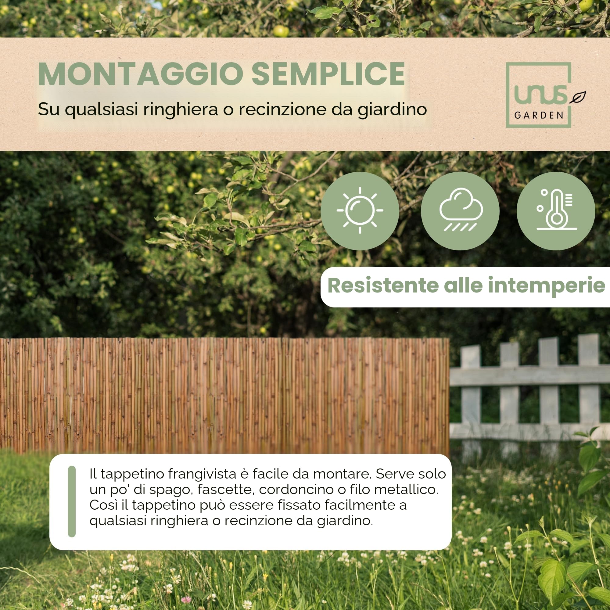 Nature by Kolibri - Recinzione in bambù, in diverse misure, per terrazze, balconi e giardini