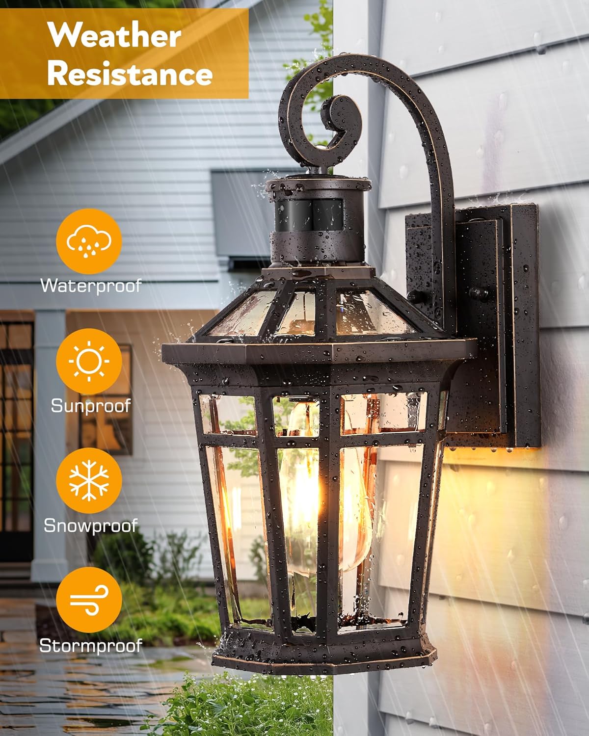 3-Pack Oil Rubbed Bronze Motion Sensor Outdoor Porch Lights Wall Mount, Outside Garage Lights, Exterior Lighting Fixtures, Exterior Sconce Light, Anti-Rust Wall Lantern for Patio, Coach