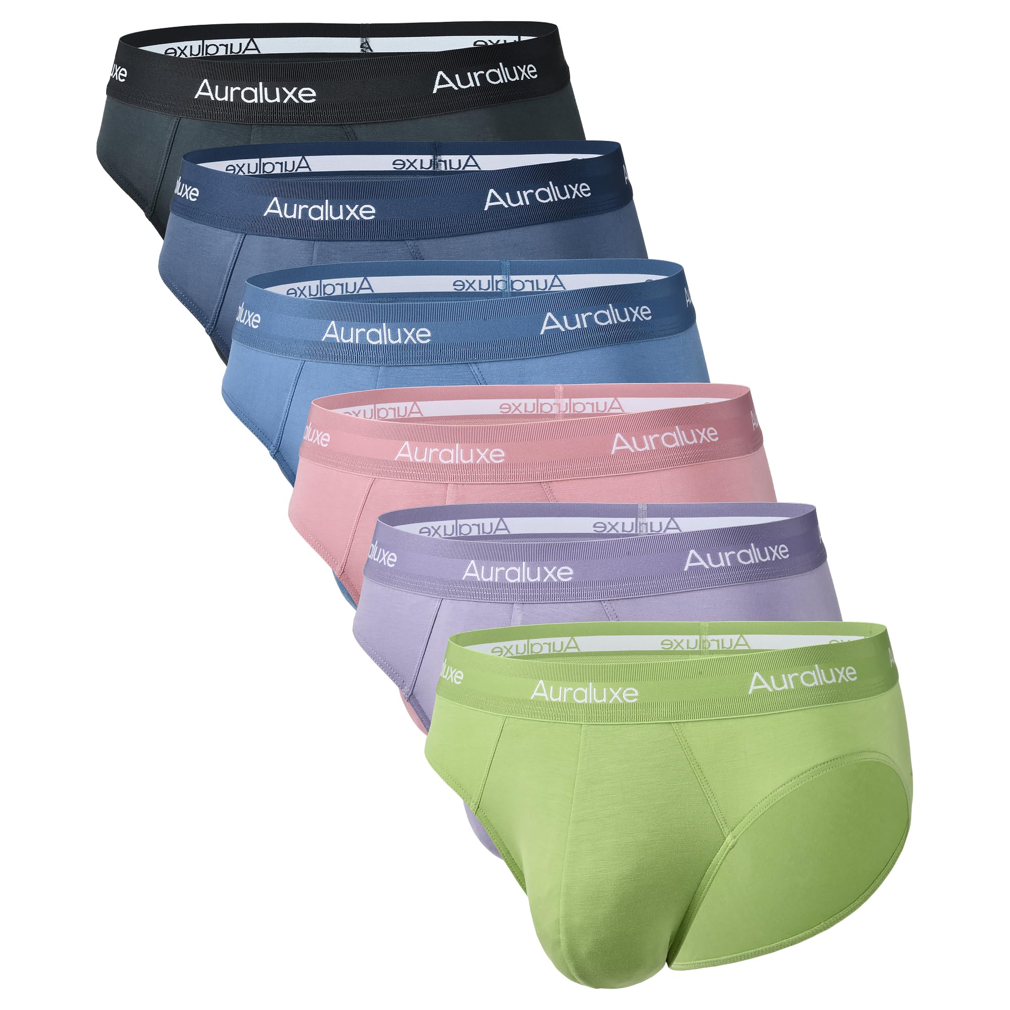 Auraluxe Bambus Slips Herren Atmungsaktive Unterhosen Männer Weich Ohne Etikett Unterwäsche Sport Herren-Slips mit Stretch 6er Pack