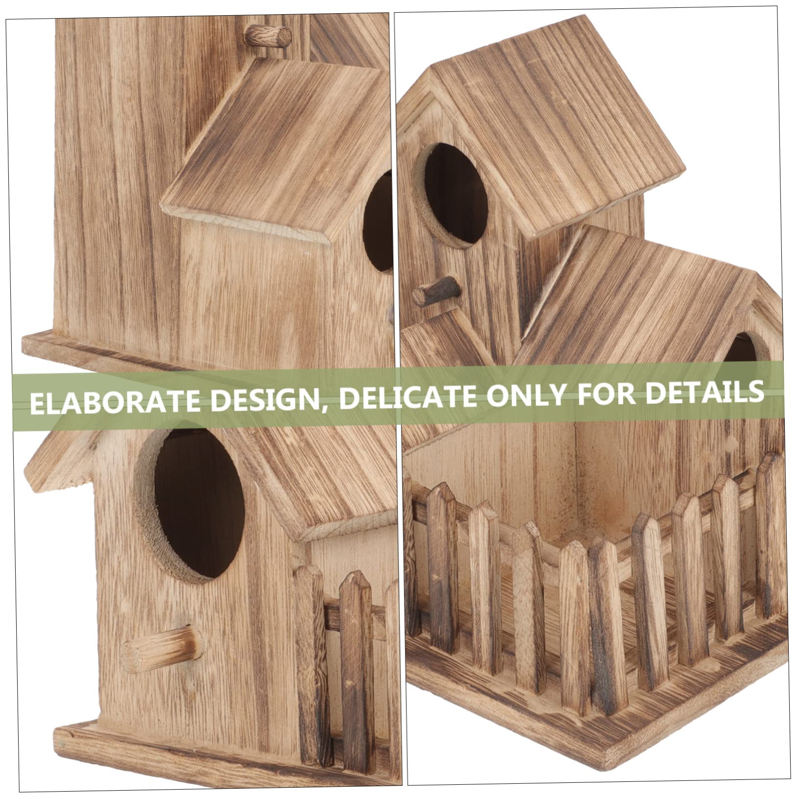 Villa Nido De Pájaro Madera Caseta para Jardín Comedero Independiente para Pájaros Nido De Madera
