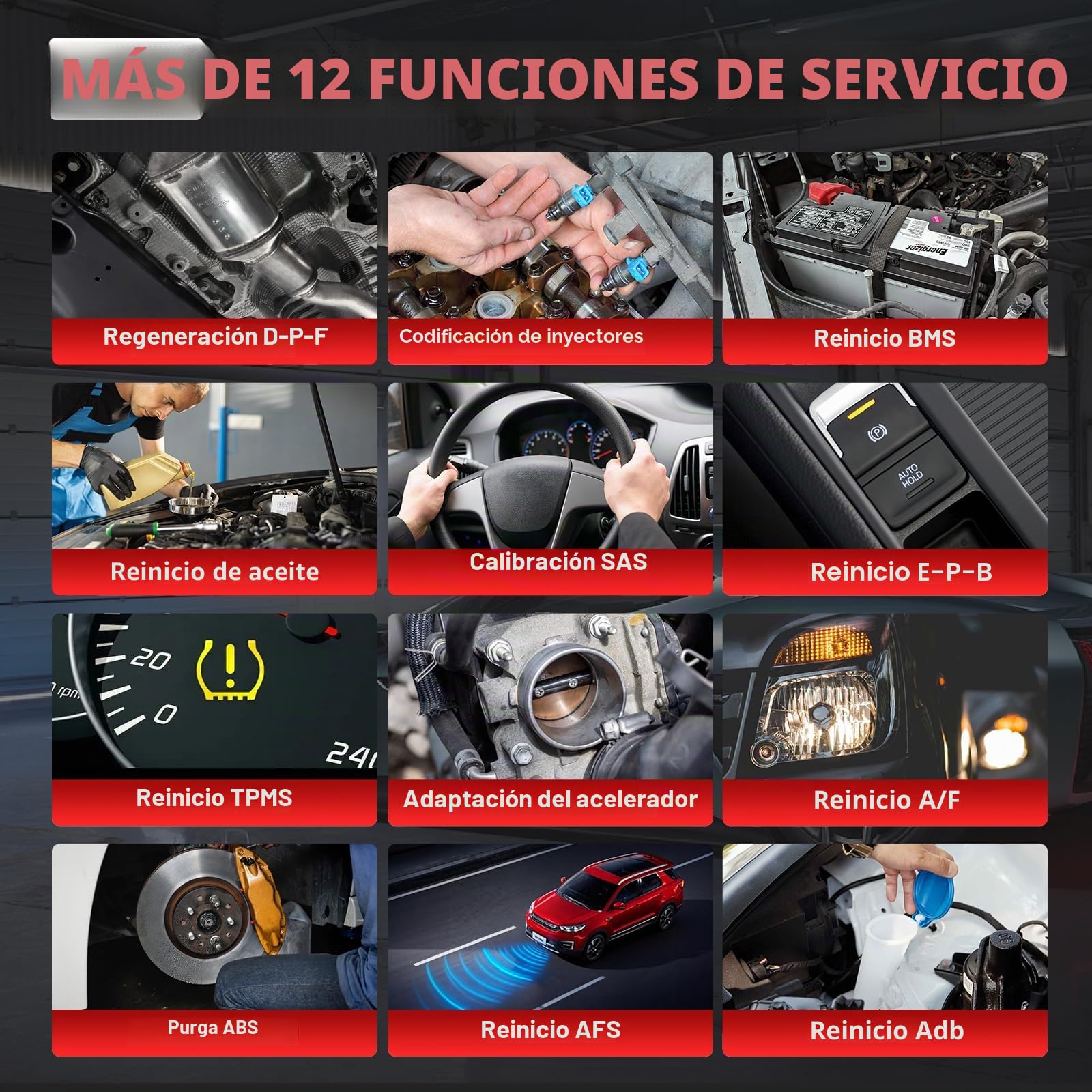 LAUNCH CRP129i V3 OBD2 Diagnosis Coche Multimarca, 4 Sistemas Scanner Automotriz, 12+ Reajustes TPMS/Aceite/EPB/SAS/DPF/BMS/Accelerador/Inyector/Vin Automático, Actualizaciones gratuitas