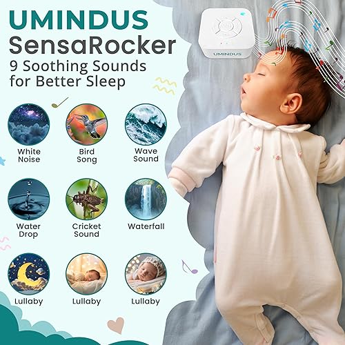 Miniatura 5 de SensaRocker - Mecedora y máquina de sonido 2 en 1 para bebés, mecedora portátil para recién nacidos, 5 velocidades, sonidos relajantes y luz,