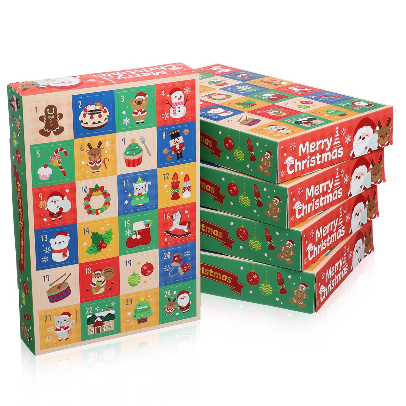 5pezzi Scatole Avvento Vuote da Scatole Regalo di Carta per Natale del Calendario Avvento Riempibili di Conto alla Rovescia per Vacanze di Carta per Calendario di Natale