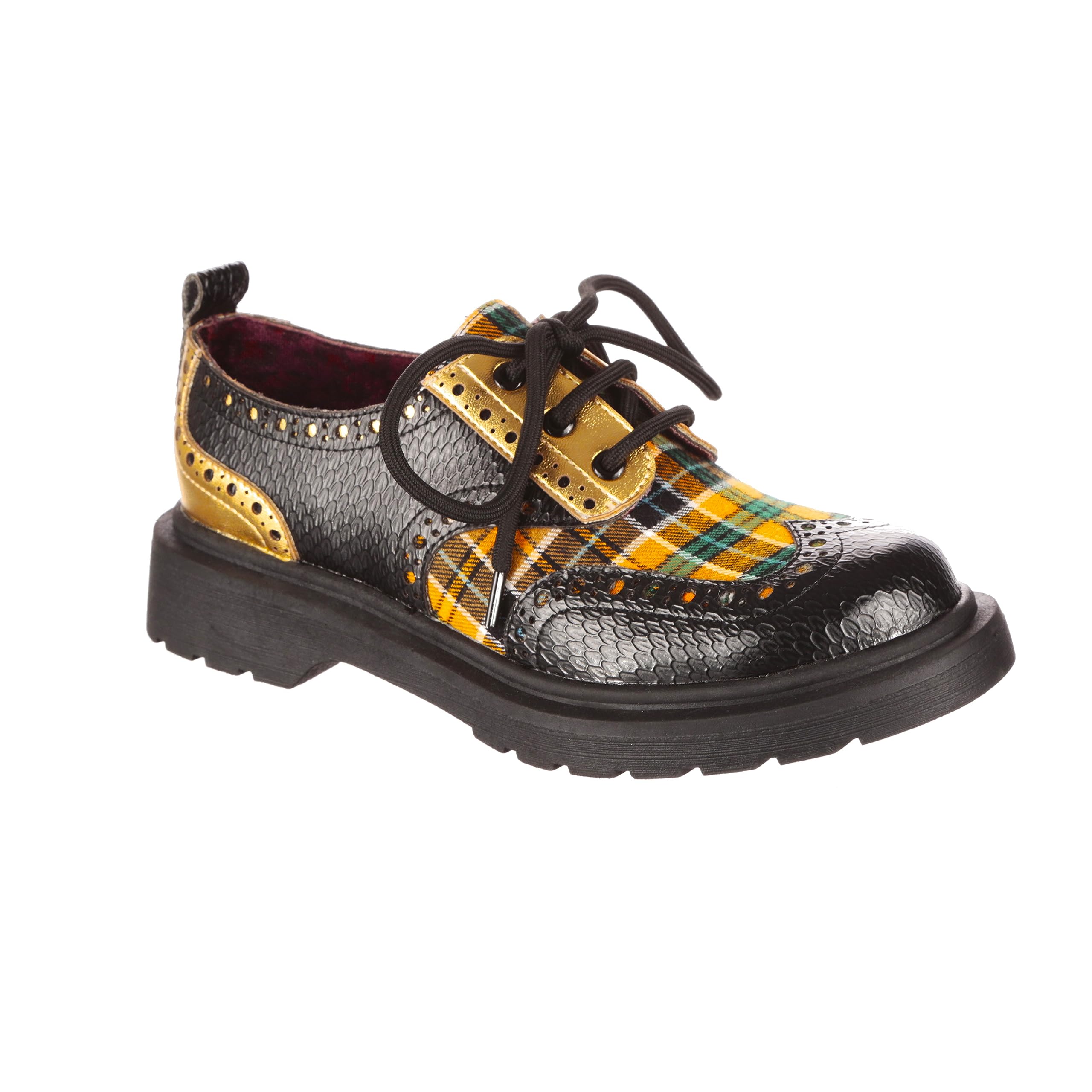 Irregular ChoiceSmart N Spiffy Pink Green Womens Chunky Soles Brogues Lace Up