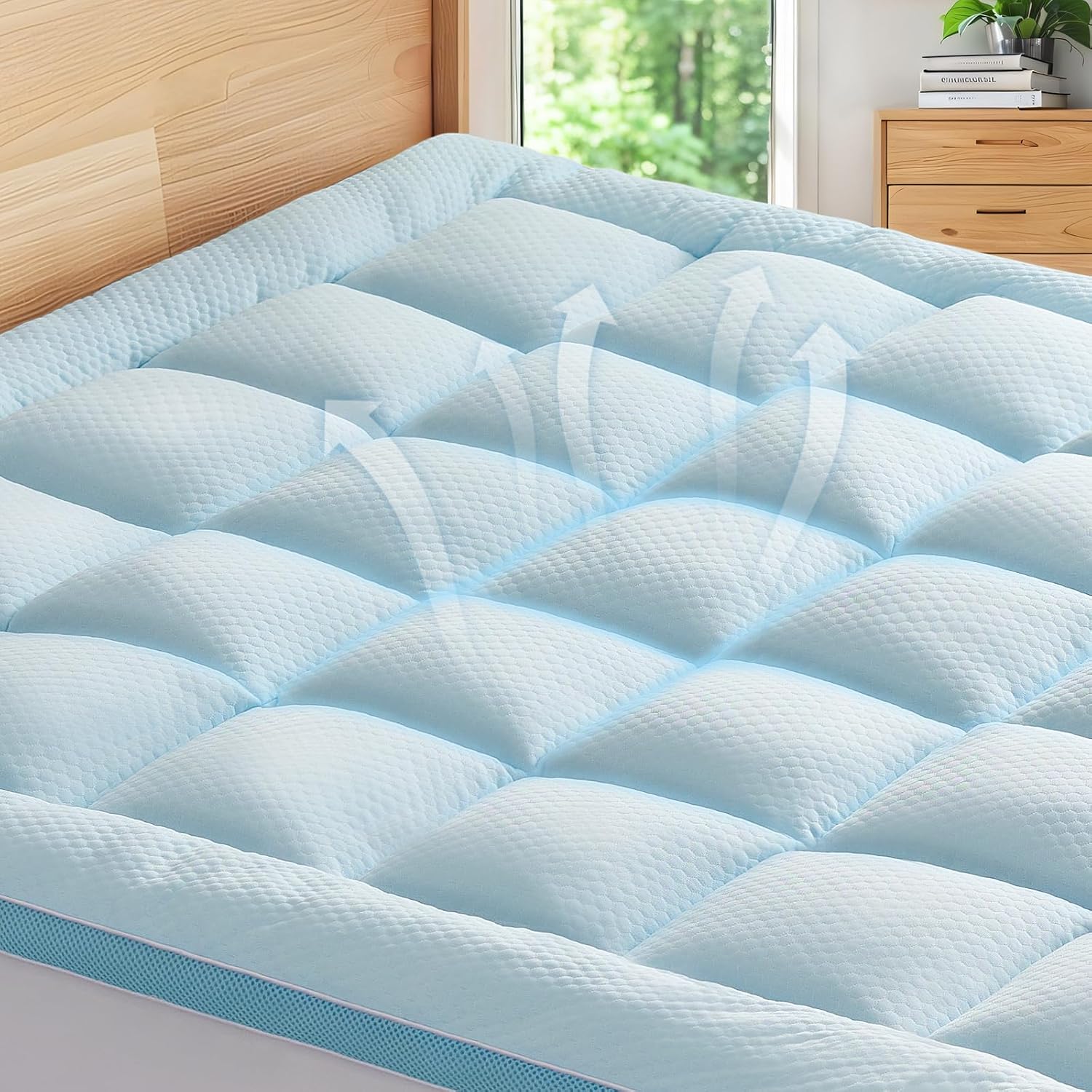 BEDELITE Cooling Breathable Mattress Topper Pad Queen Size for Hot Sleepers