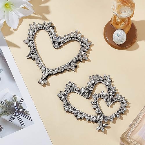 Miniatura 7 de WEBEEDY 2 estilos de parches de cuentas de diamantes de imitación de corazón, parches de diamantes de imitación para coser, parches de corazón
