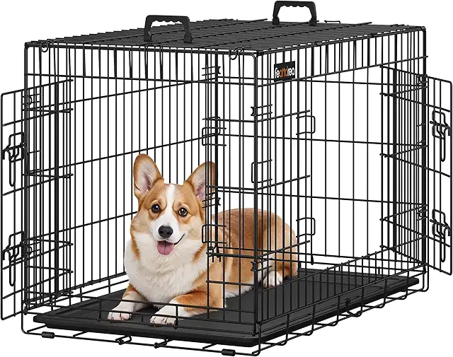 Cage pour Chien Pliable Feandrea Noir avec 2 Portes - Taille L 92,5x57,5x64 cm