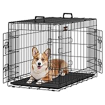 Feandrea Gabbia per Cani Pieghevole, con 2 Porte, Vassoio Rimovibile, 136 x 79 x 84 cm, XXXL, Nero PPD054B01