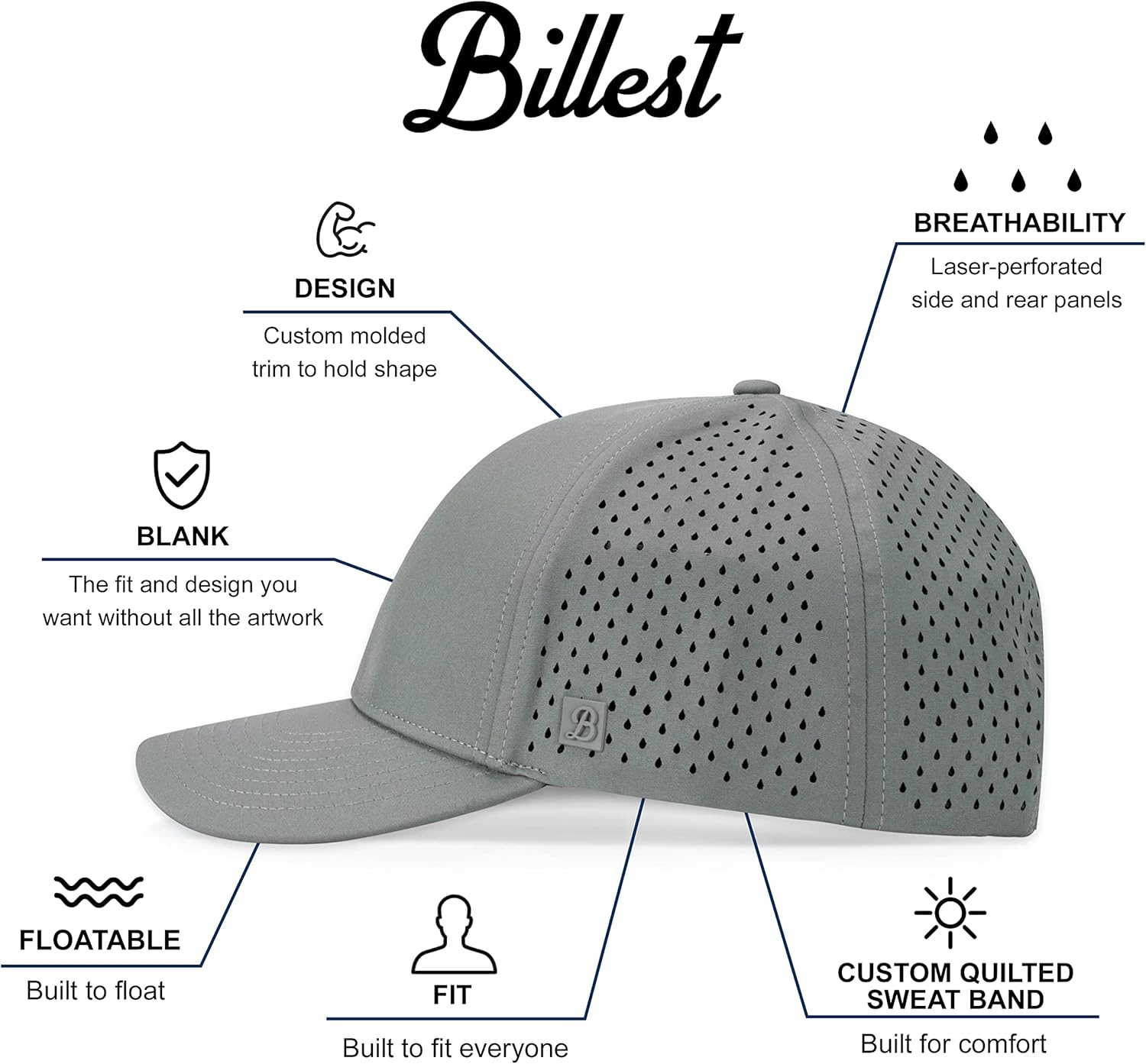 Billest Ivins 6‑Panel Snapback Hat – Adjustable Flat‑Bill Cap for Men & Women | Durable Performance Fabric - Image 5