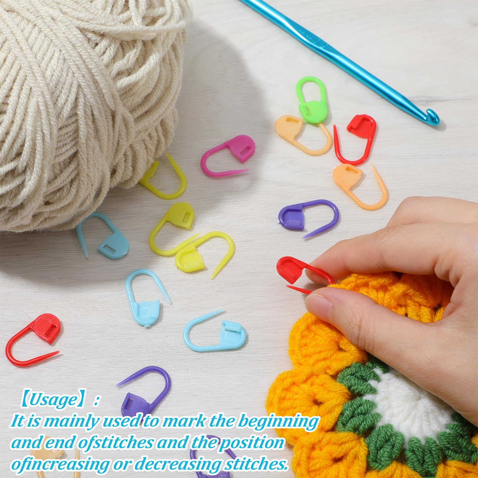 Tyqour 12 PCS Size 5 Crochet Hook 5 Mm Crochet Hook with Knitting Markers Set Aluminum Crochet Hooks for Beginners Crochet Needle for DIY Yarn Crafts - 5