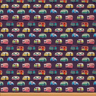 Happy Camper Dry Goods Camping Waterproof Decorative Fabric by The Yard - Rustic Farmhouse Indoor Outdoor, Cartoon Themed Craft Patchwork Upholstery - 1 Yard, Colorful