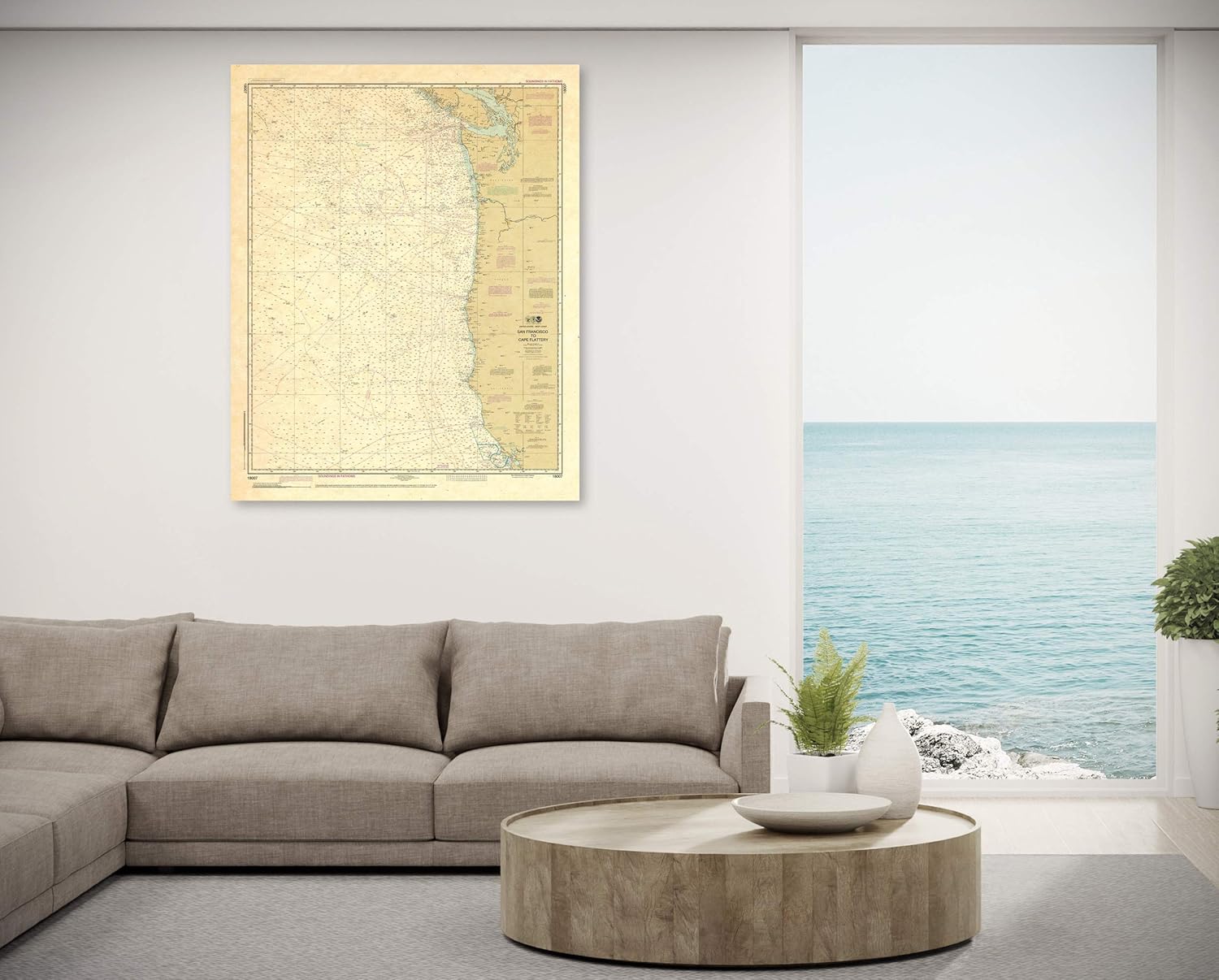 Paradise Cay Publications Antiqued NOAA Chart 18007: San Francisco to Cape Flattery
