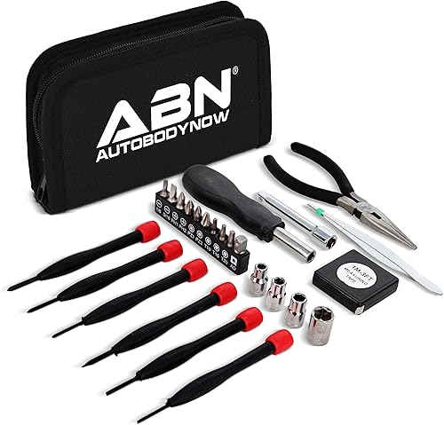 ABN Juego de herramientas de 25 piezas de tres pliegues para dormitorio, viajes, oficina, kit de herramientas para el hogar con estuche, juego de