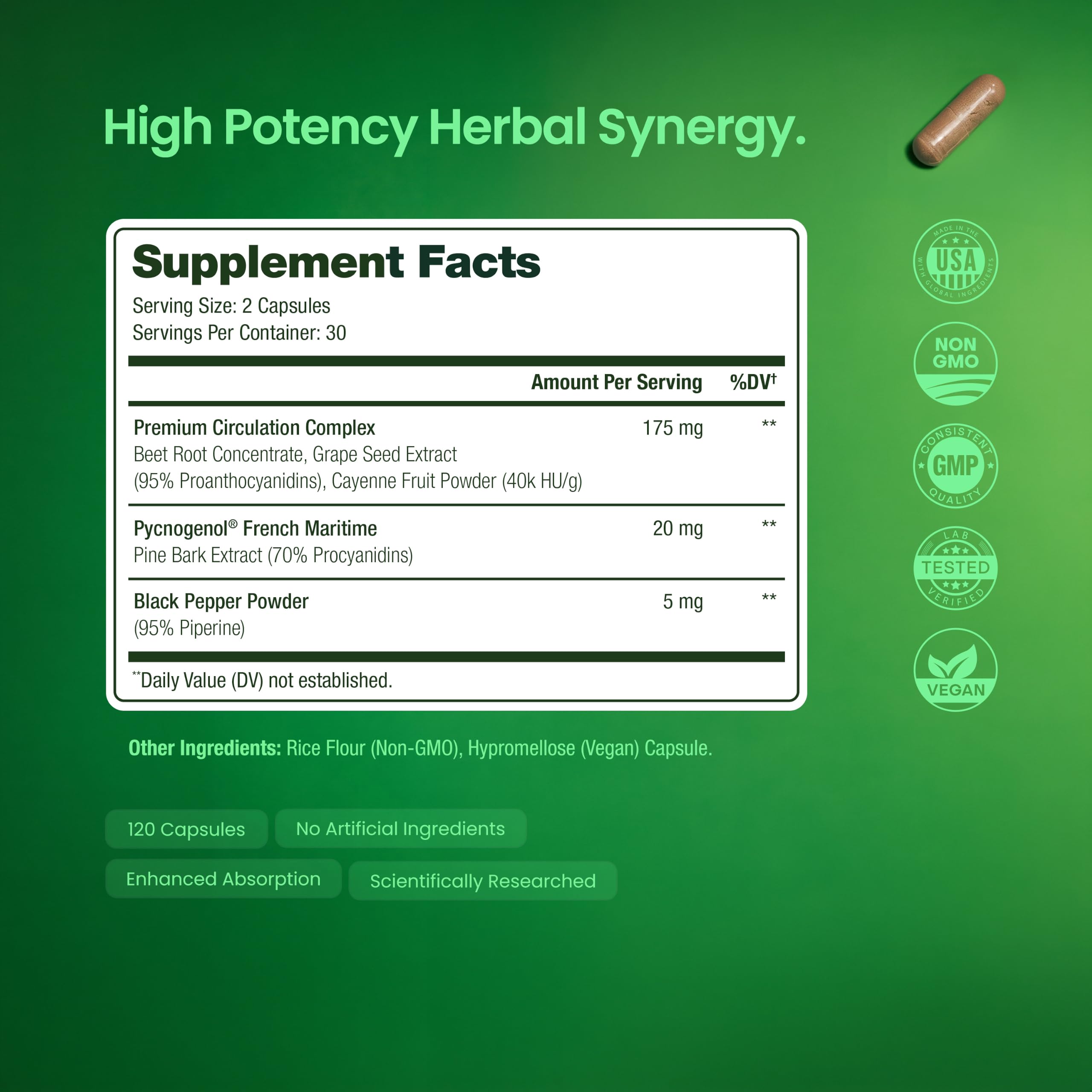 NutraChamps Pycnogenol French Maritime Pine Bark Extract, Premium Circulation Complex, Blood Flow, Nitric Oxide Production, Superior Absorption, Results with Black Pepper Extract, 60 Capsules — Amazon image 7