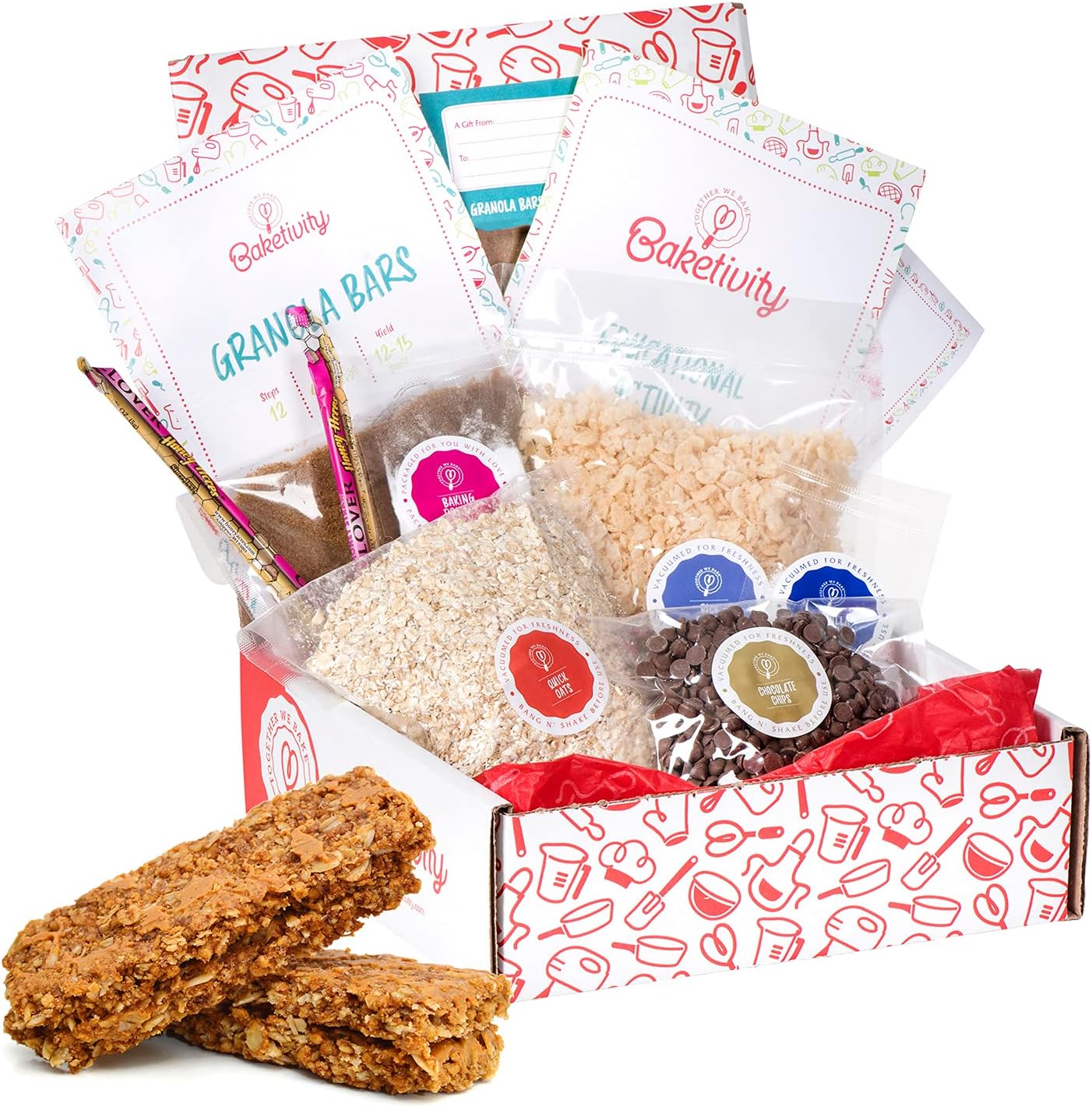 Kids Baking DIY Activity Kit - Bake Delicious Healthy Gluten Free Granola Bars with Pre-Measured Ingredients โ Best Gift Idea for Boys and Girls Ages 6-12