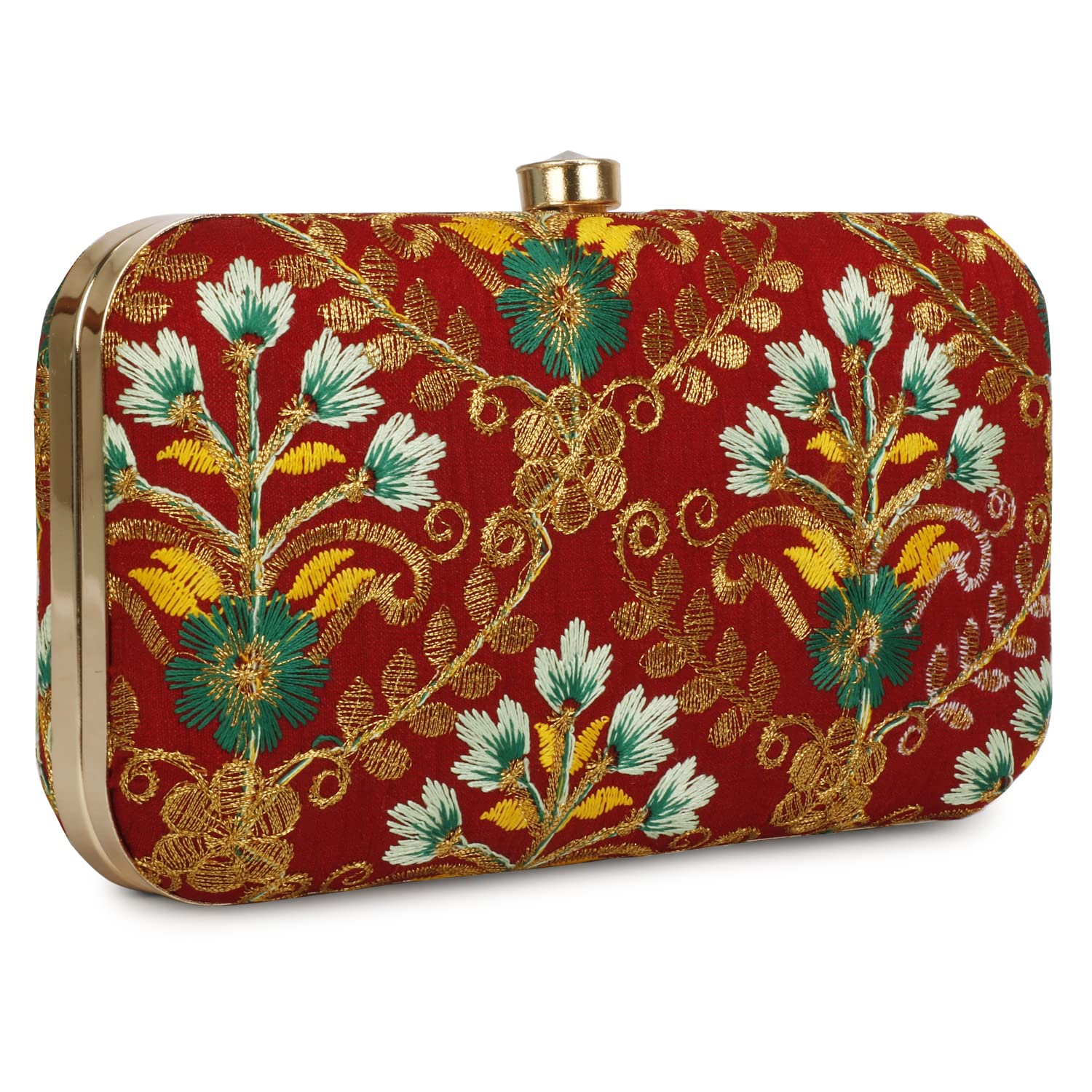 LONGING TO BUY Hand Crafted Designer Box Clutch - Zari Embroidery For Women