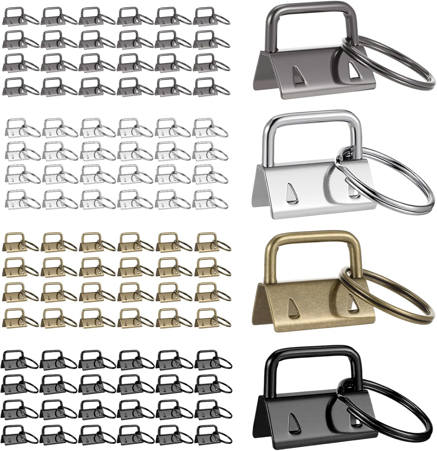 100 Pcs Key Fob Hardware, 1 Inch Key fob Keychain with Keychain Rings for Bag Webbing Wristlets Lanyards and Keychains Making Hardware Supplies (4 Colors)