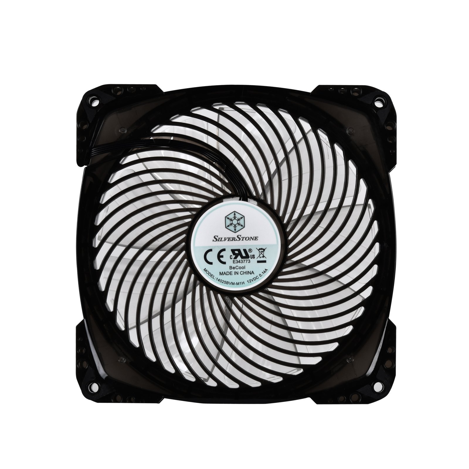 SilverStone SST-FW142-RGB - Ventola di raffreddamento della cassa del computer silenziosa serie FW 140 mm PWM, lama trasparente con telaio nero, cuscinetto a sfera, LED RGB