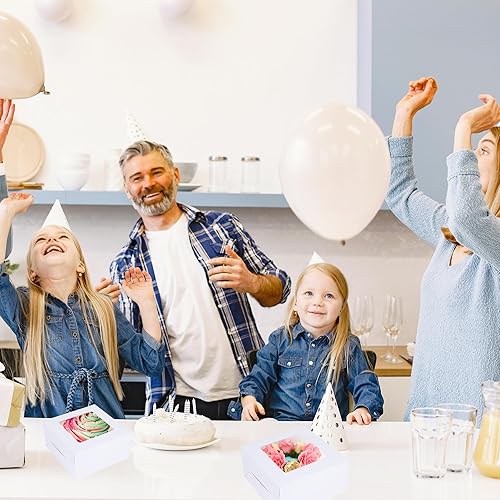 Miniatura 10 de 50 paquetes de cajas blancas de galletas de 4 x 4 x 2.5 pulgadas, cajas de panadería con ventana, mini cajas para pasteles, cajas de cupcakes para