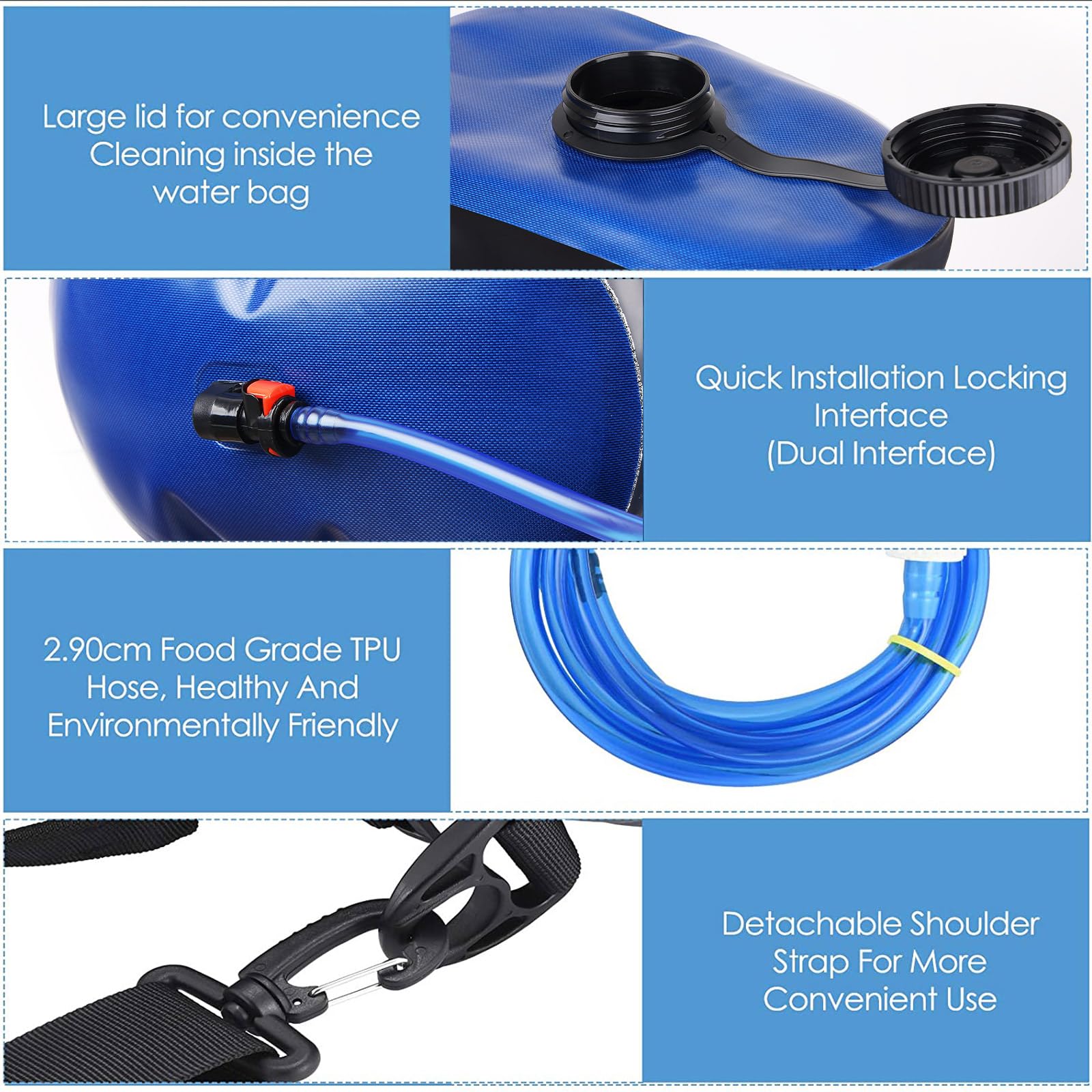 Doccia da Campeggio Portatile 20 L con Display e Pompa a Pedale | TPU resistente, sacca pieghevole, finestra trasparente, doppio raccordo, tubo rimovibile, getto regolabile, spiaggia, animali