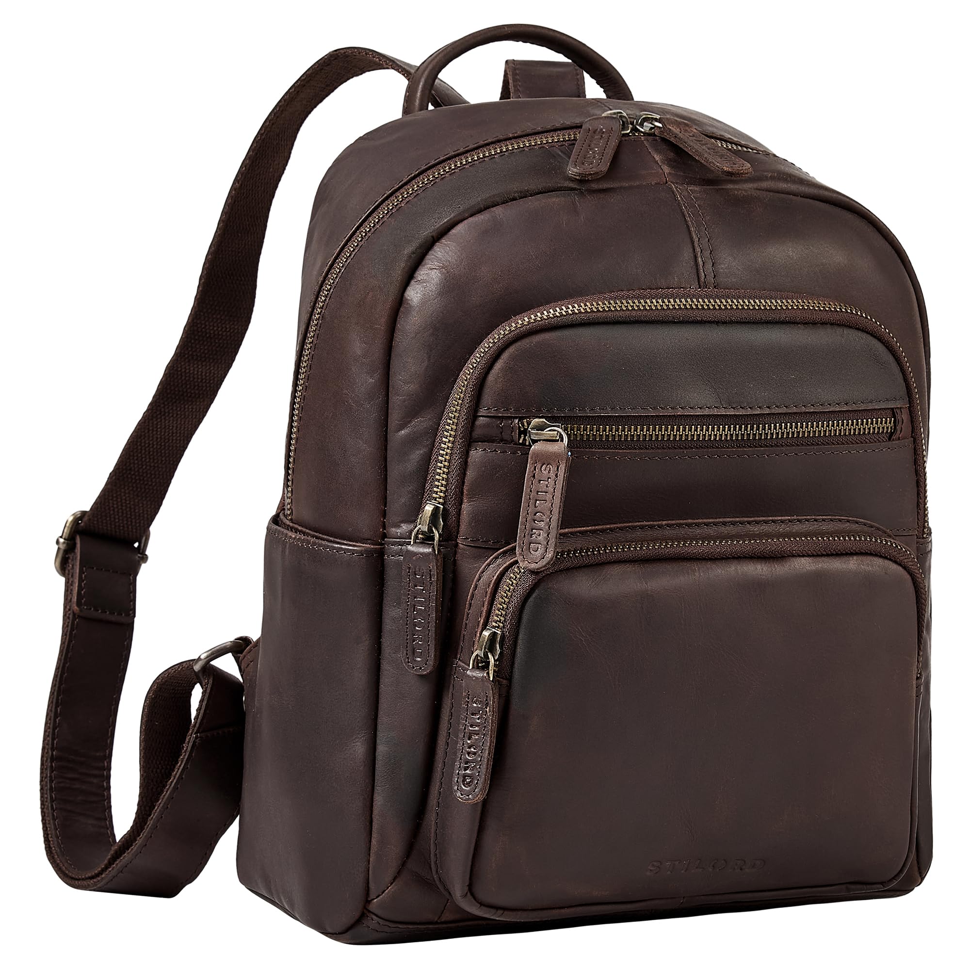 STILORD "Smilla Schicker City Rucksack Damen Leder Klein Damenrucksack Modern Kleiner Lederrucksack Brauner Echtleder Vintage Daypack Tagesrucksack Stadtrucksack 13 Zoll