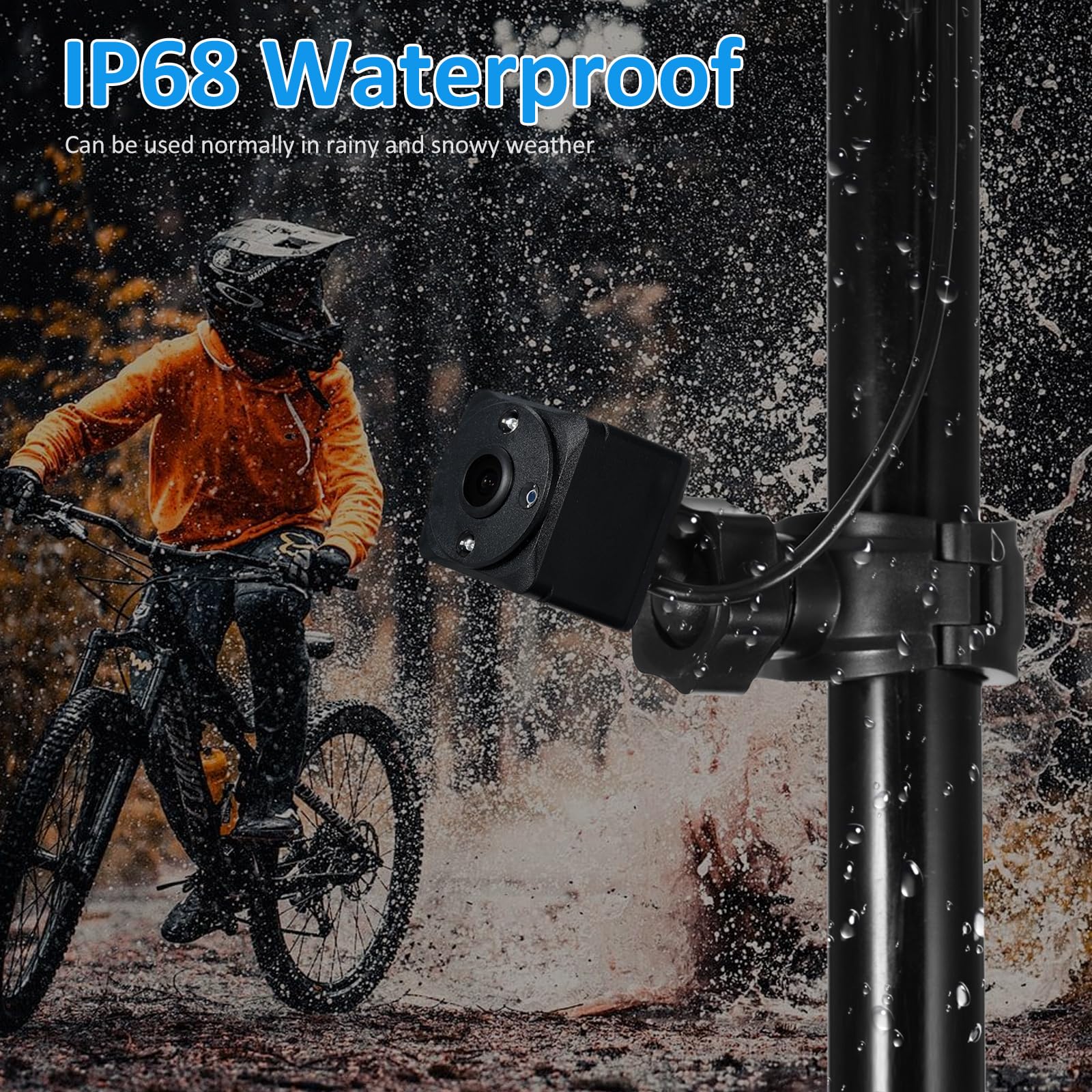 Rétroviseur de vélo sur Guidon, 150° Grand Angle Caméra de recul de vélo Rechargeable 1080P avec Moniteur de 4,3 Pouces, Vision Nocturne Couleur, Support réglable, Compatible avec Divers vélo