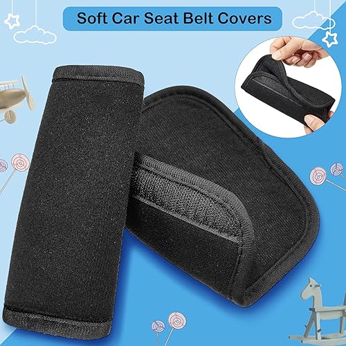 Miniatura 4 de 4 fundas para cinturón de seguridad de coche de bebé, correas de asiento de automóvil, almohadillas suaves para los hombros para niños, fundas de