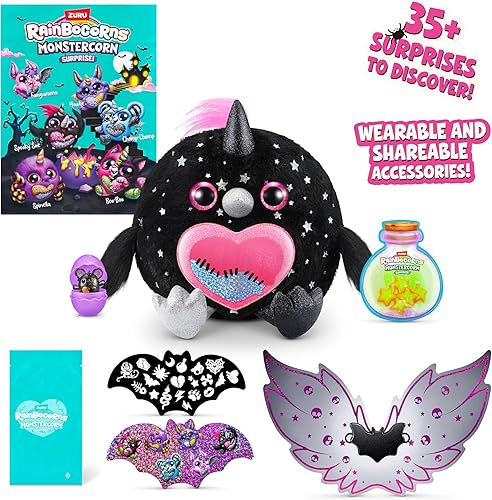 Miniatura 2 de Rainbocorns Monstercorn Surprise Raven - Juguete suave de desembalaje sorpresa, regalos de monstruo de fantasía para niñas, juego imaginario con