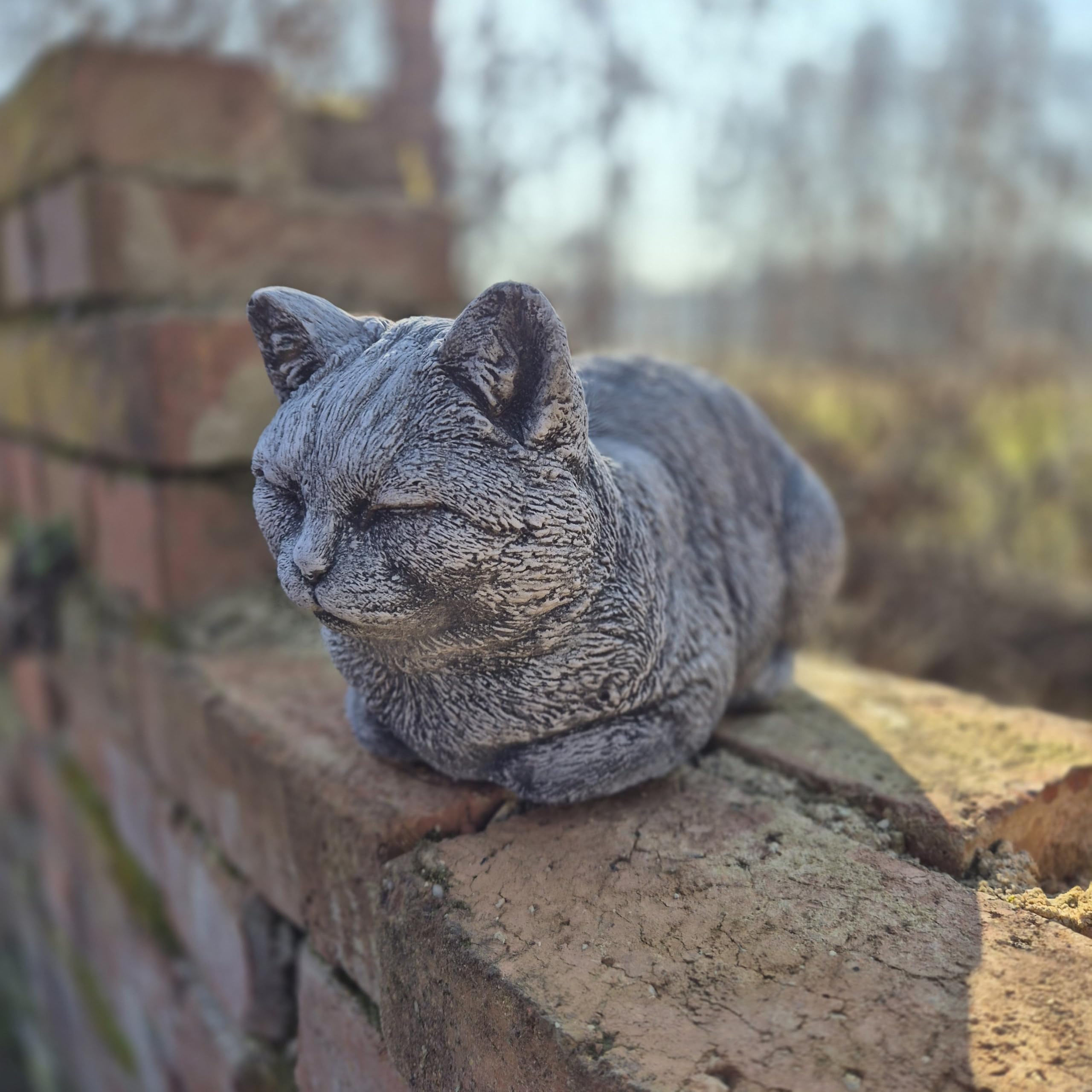 FABRIQ Statua da giardino gatto seduto 17 cm – statuetta in pietra gattino 9 kg – figura animale in pietra – resistente alle intemperie e al gelo