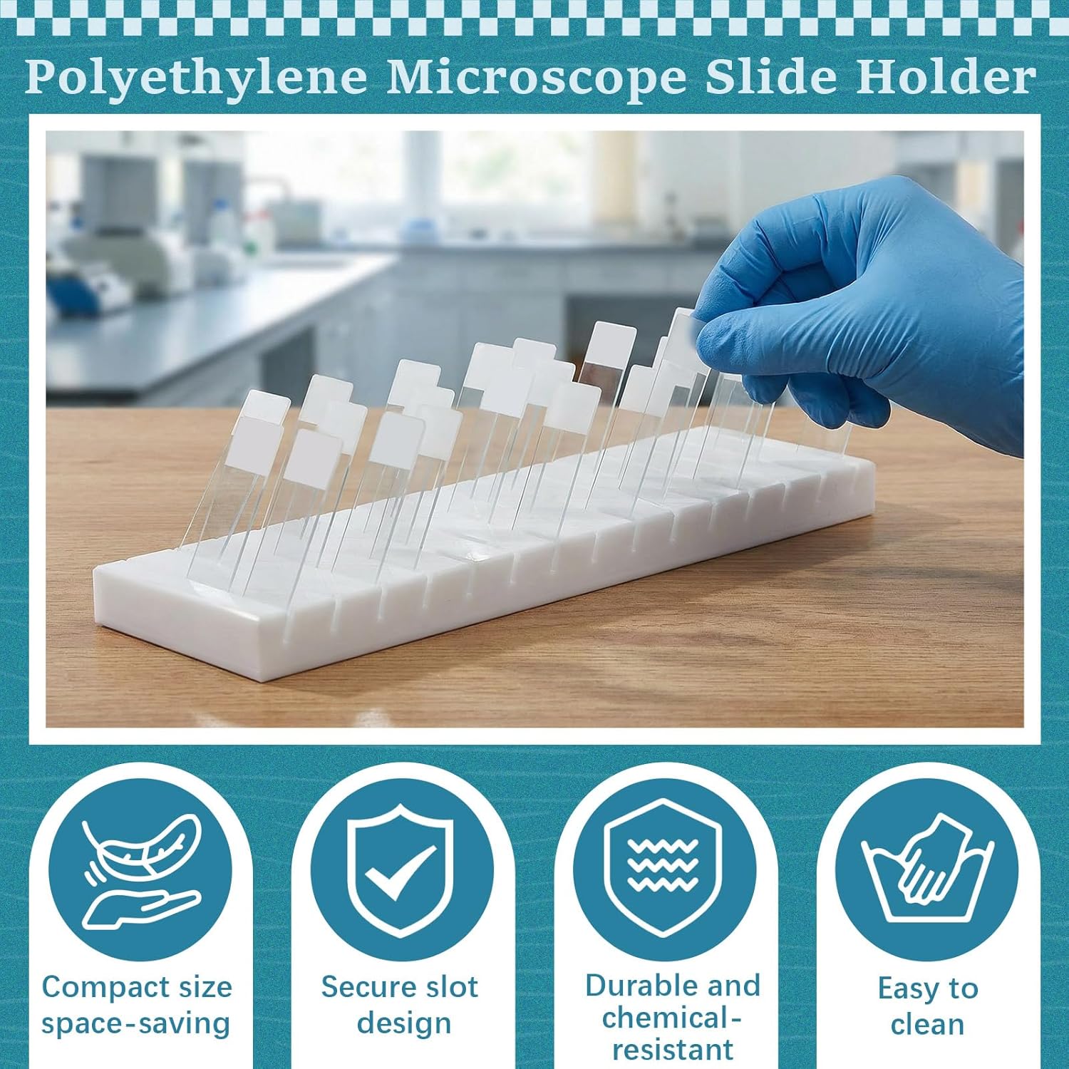 45 Slides Microscope Slide Holder Microscope Slides Stand Microslide Drying Rack Acrylic with Inclined Channels for Drying Cleaning Hematology Histology Lab Rest Bench Display