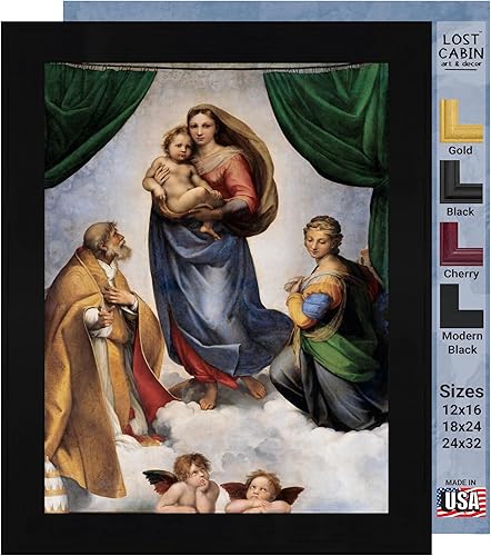 Vista 51 de Cabaña perdida de San Jorge y el dragón de Raphael Impresión en marco plano negro Reproducción de pintura de obras de arte fino Póster 2-San