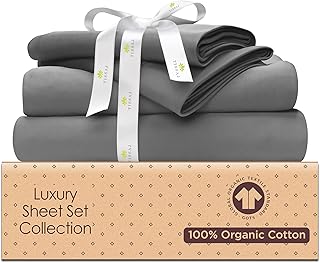 Tissaj Organic Cotton Sheets Queen Size – Smoke Grey – GOTS Certified – ...