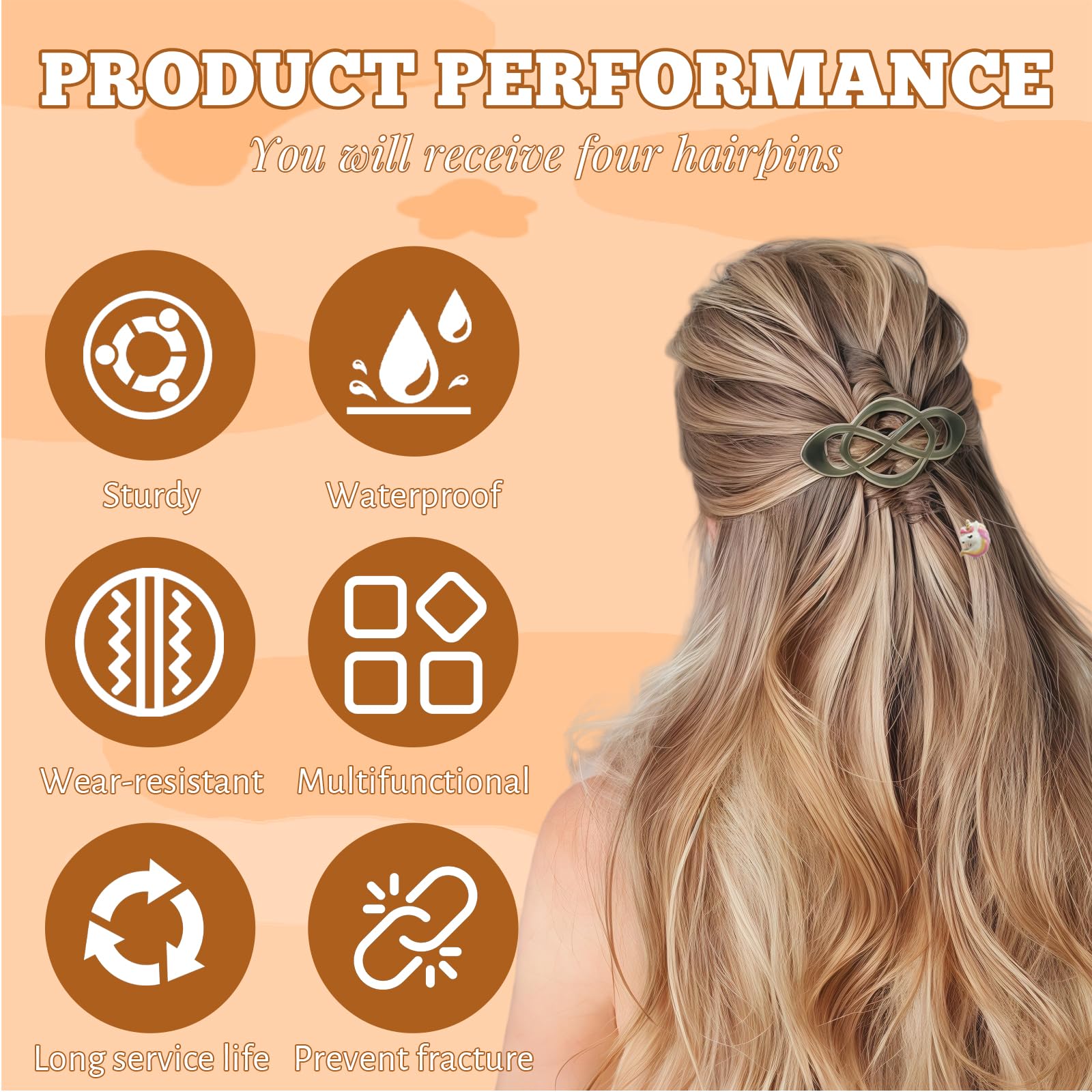 AstraGlam 4Pcs Glossy French Hair Clips for Women - Image 4
