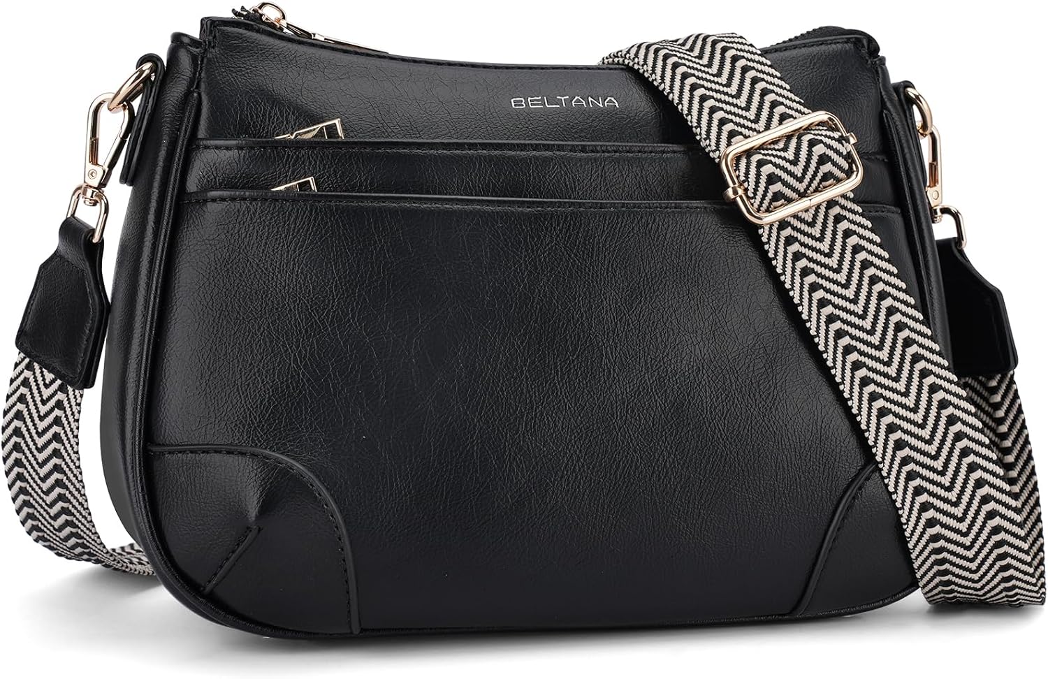 BELTANA Medium Crossbody Bags for Women Trendy Vegan Leather Hobo Purses Shoulder Handbags with Wide Adjustable Strap | Multiple Pockets, Lightweight, Travel Purse, Guitar Strap, Satchel Purse