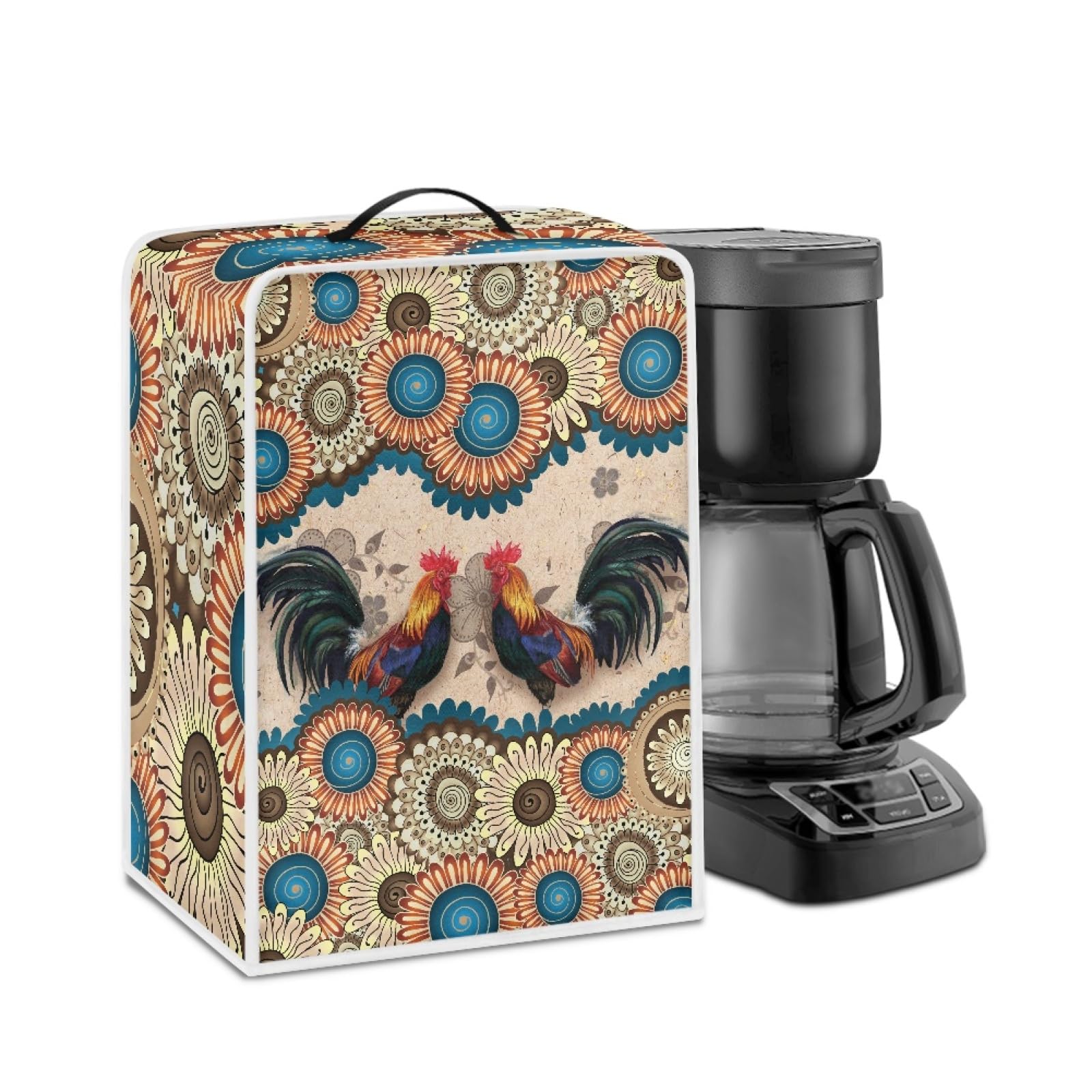 GOSTONG Southwest Aztec Rooster Coffee Maker Cover Durable Scratch Resistant Air Maker Decorative Cover Kitchen Small Appliance Protective