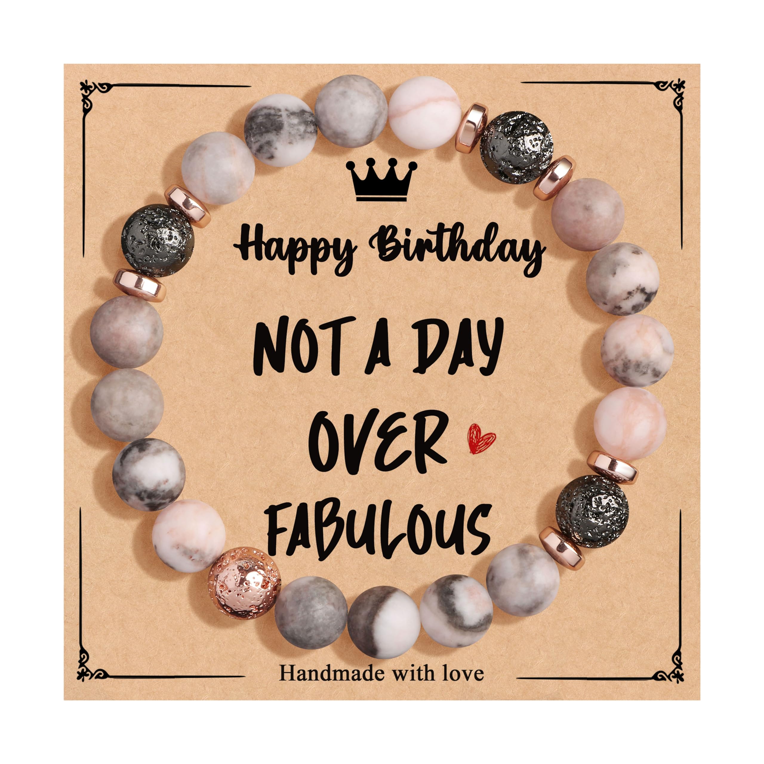 Yiyang 40th 50th 60th 70th 80th Birthday Gifts for Women, Natural Stone Beaded Bracelet Unique Gifts for Women Mom Daughter Sister Wife Grandma