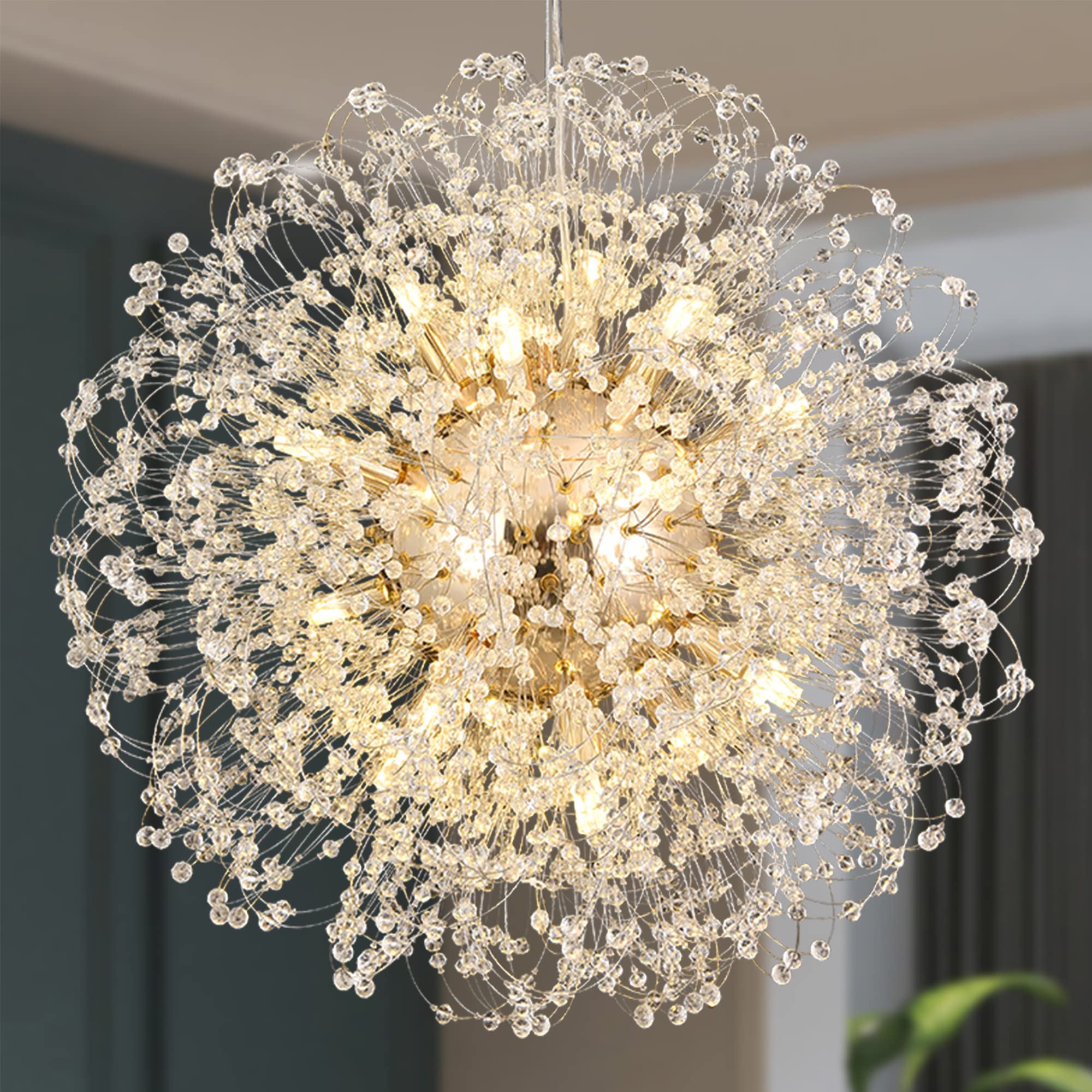 Isamacc Dandelion Crystal Chandeliers, 16Light Large Firework