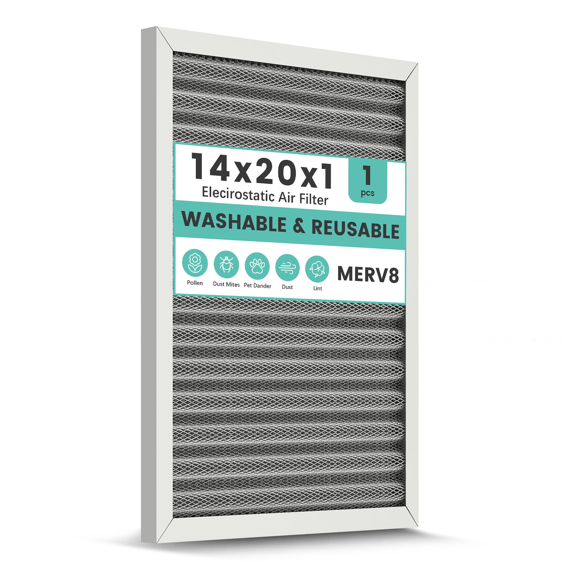 KEYINGXUAN 14x20x1 MERV 8 Reusable Electrostatic Air Filter