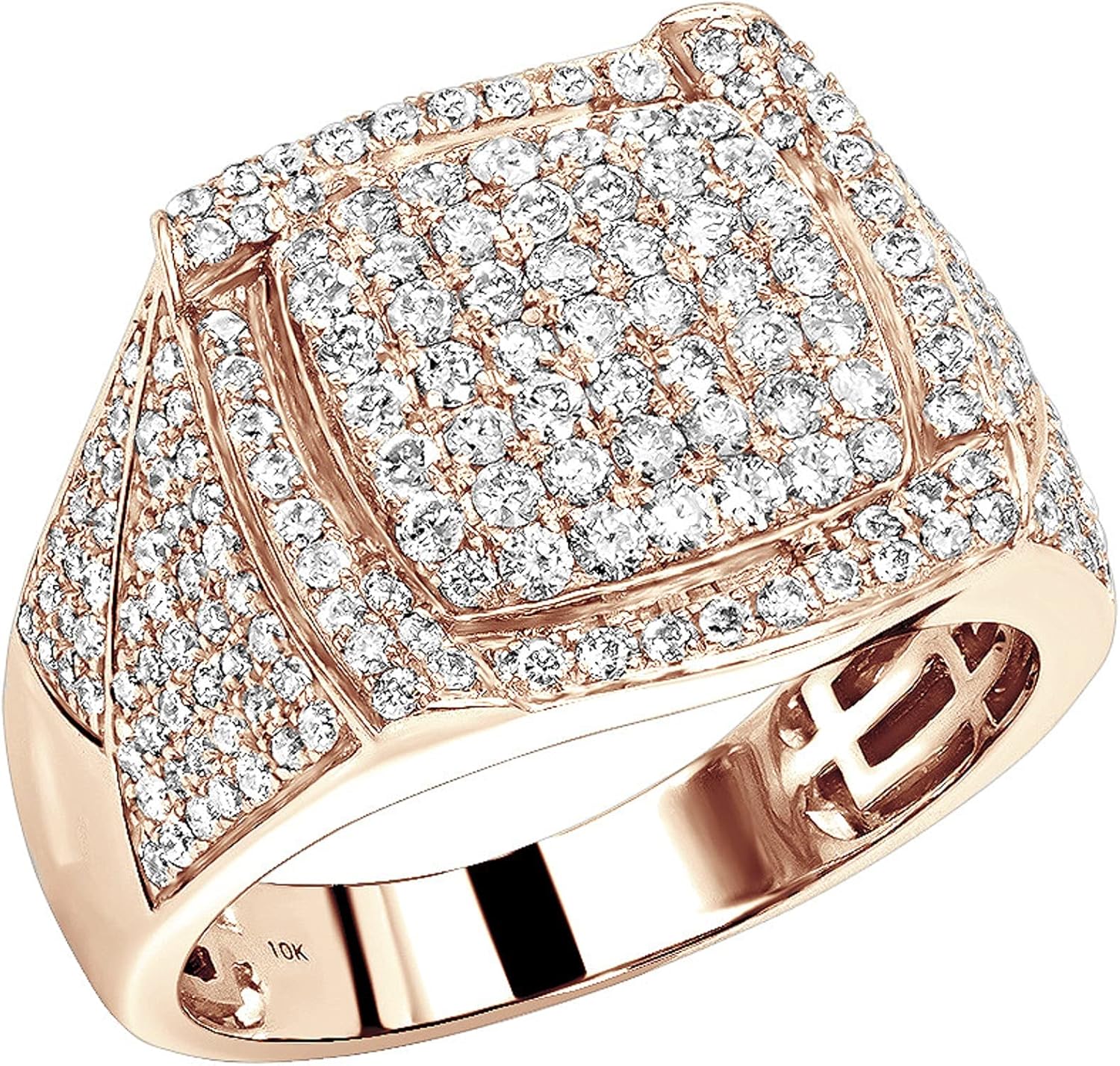 2.00 Ct Round Cut Simulated Diamond Men's Pinky Ring 14k Rose Gold