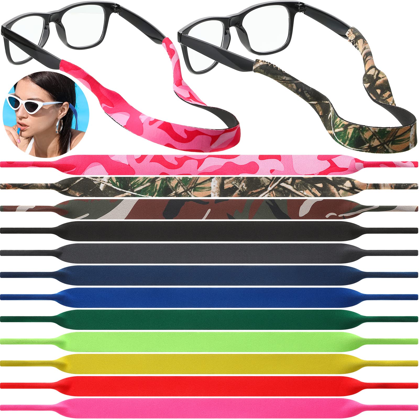 Kanayu 24 Pcs Floating Bulk Sunglass Strap Neoprene Eyewear Retainer
