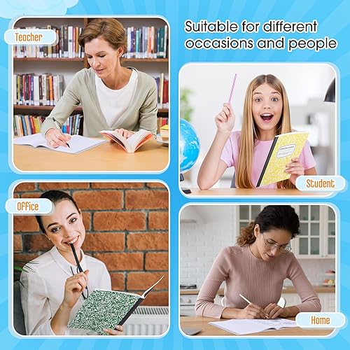 Miniatura 6 de Fainne Paquete de 60 cuadernos de composición B5 a granel de 7.5 x 9.75 pulgadas, cuadernos de composición con rayas universitarias, 50 hojas (100