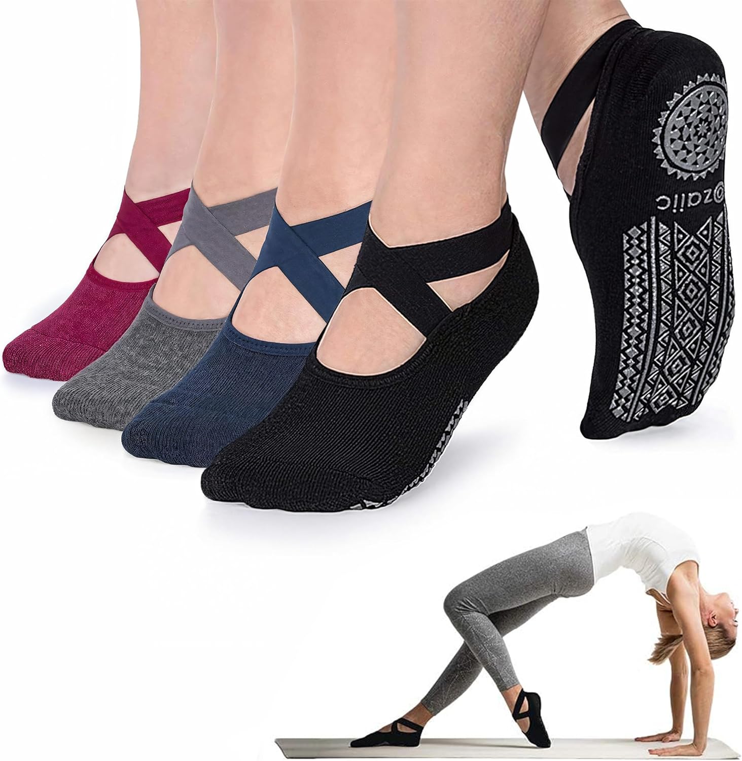 4 Pares - Negro/Azul Marino/Gris Claro/ Burdeos