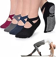 Vista 21 de Ozaiic - Calcetines de yoga para mujer con correas y agarres antideslizantes, ideales para pilates, Pure Barre, ballet, danza y entrenamiento
