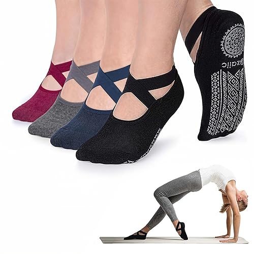 Ozaiic Pilates Socks for Women Non Slip Grip, Yoga Socks